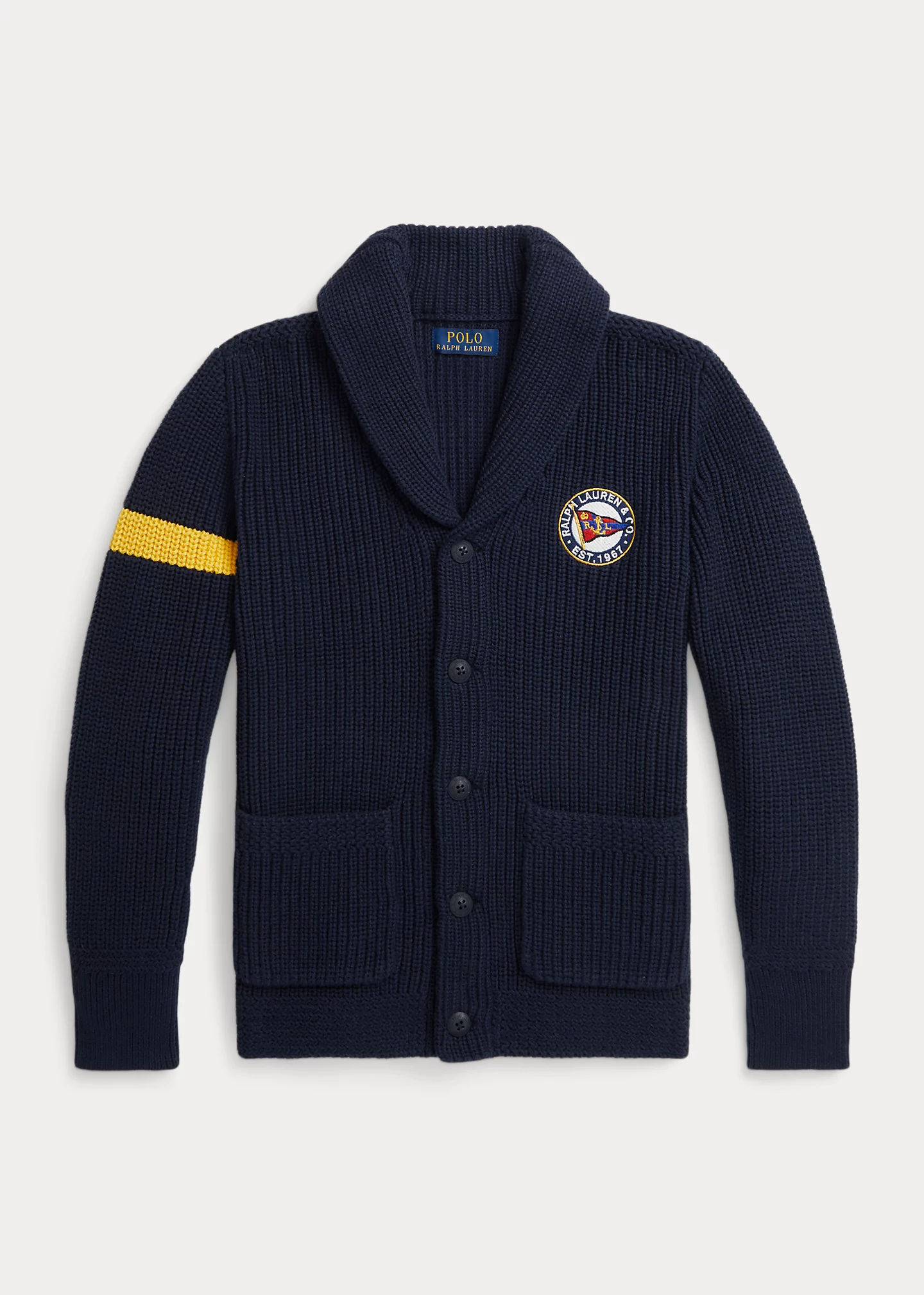 Nautical-Flag Cotton Shawl Cardigan