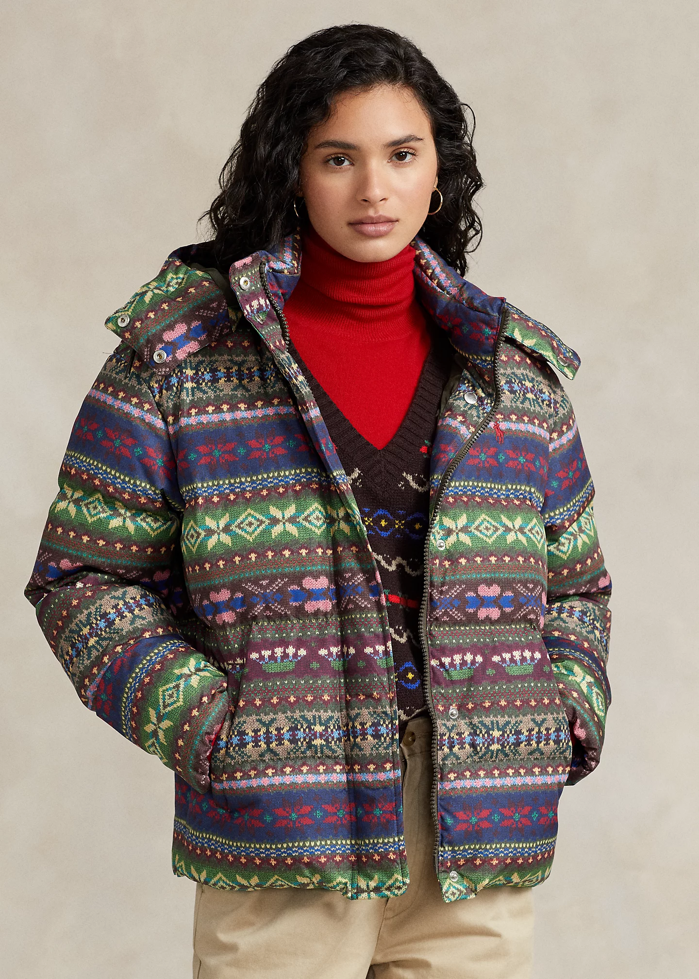 Water-Repellent Hooded Down Jacket