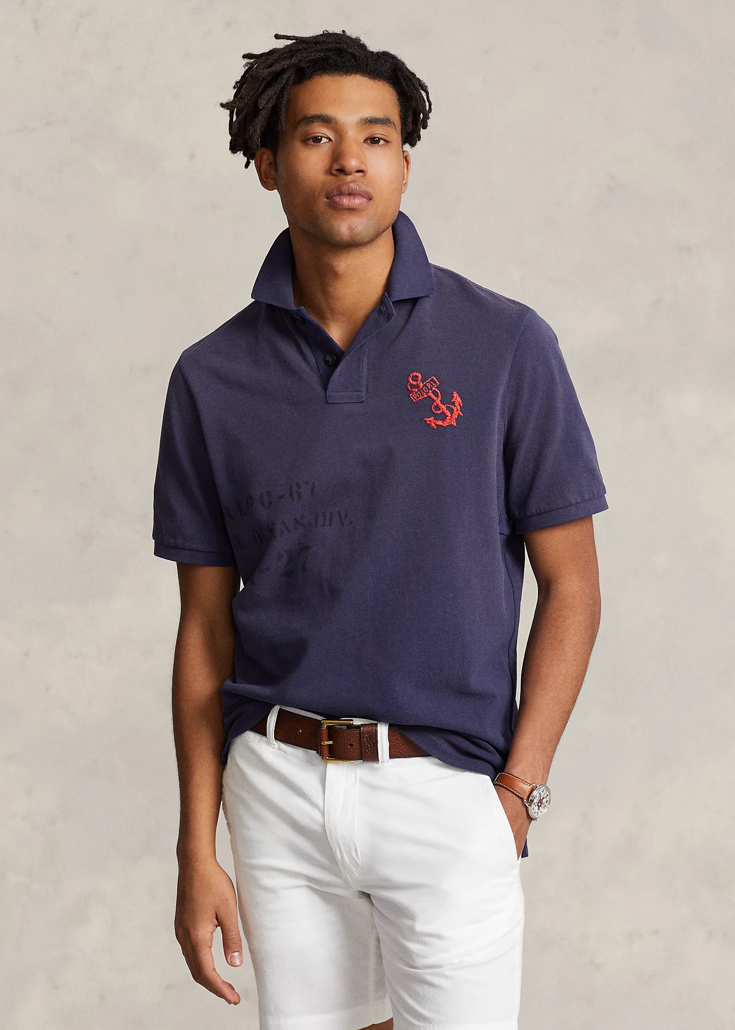 Classic Fit Mesh Graphic Polo Shirt