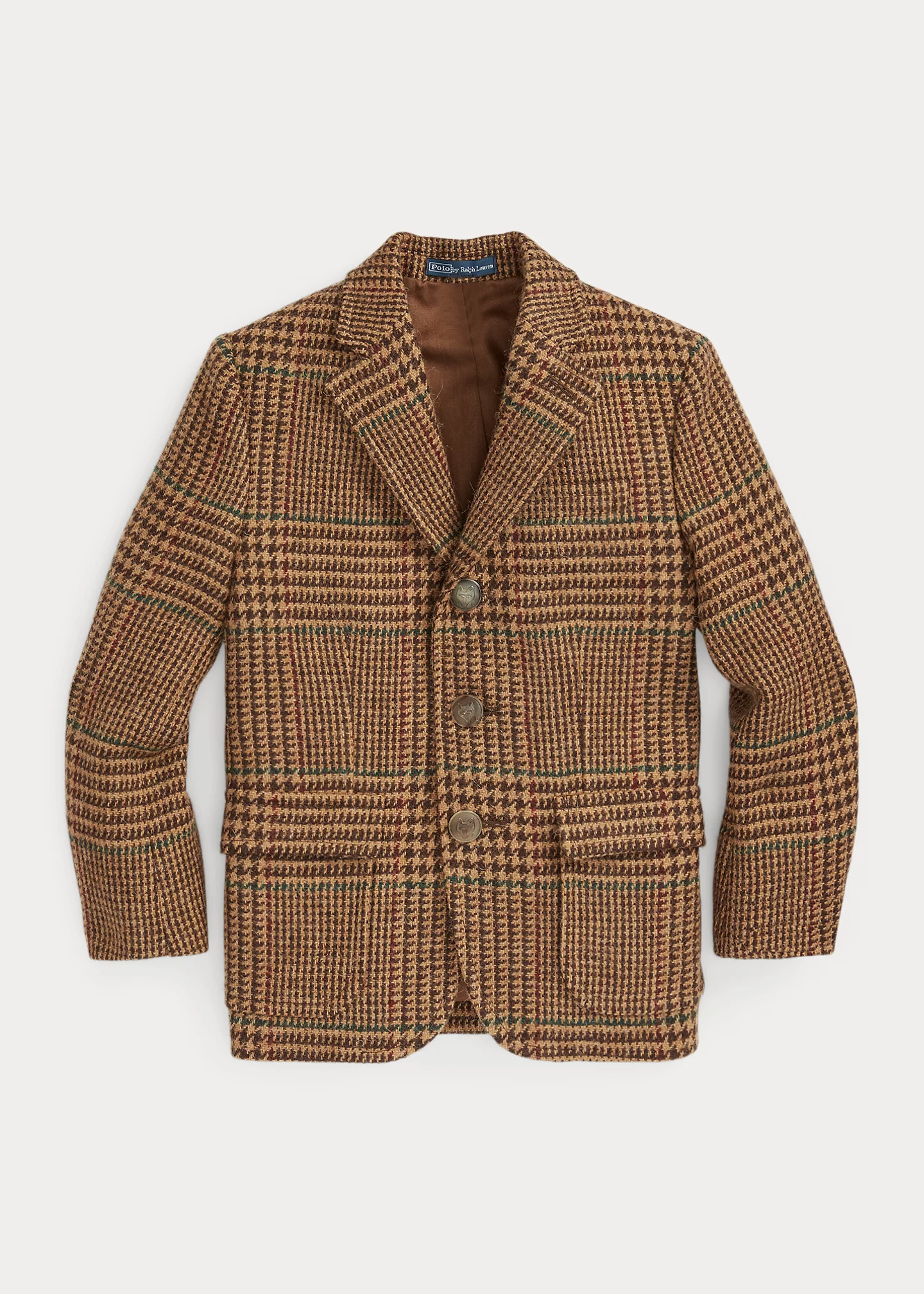 Suede-Trim Plaid Wool Sport Coat