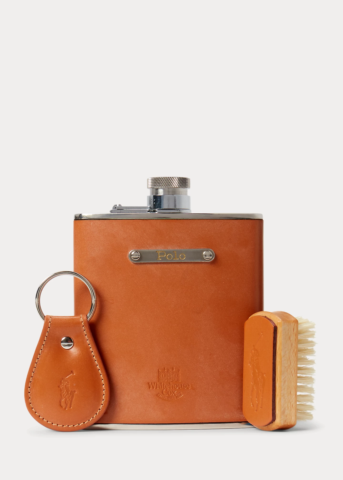 Bridle Leather Flask & Key Fob Gift Set
