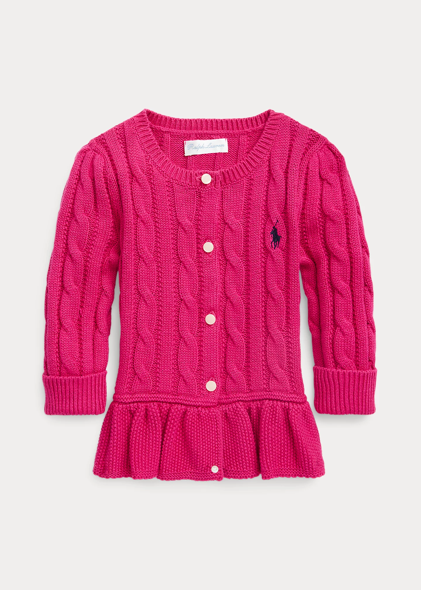 Cable Cotton Peplum Cardigan
