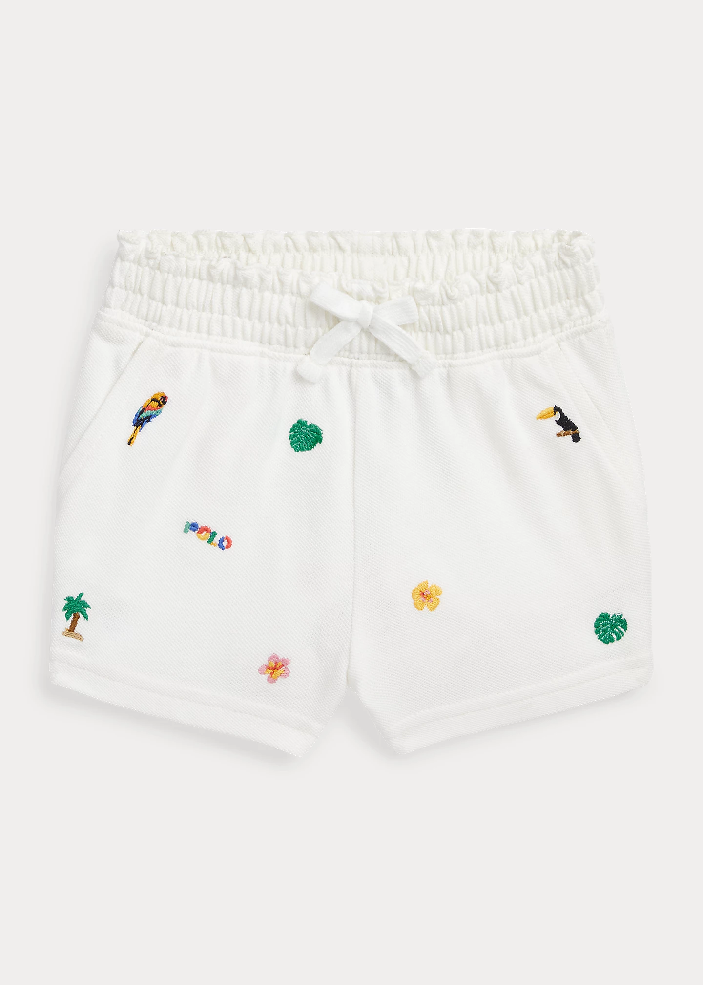 Tropical-Embroidery Mesh Short