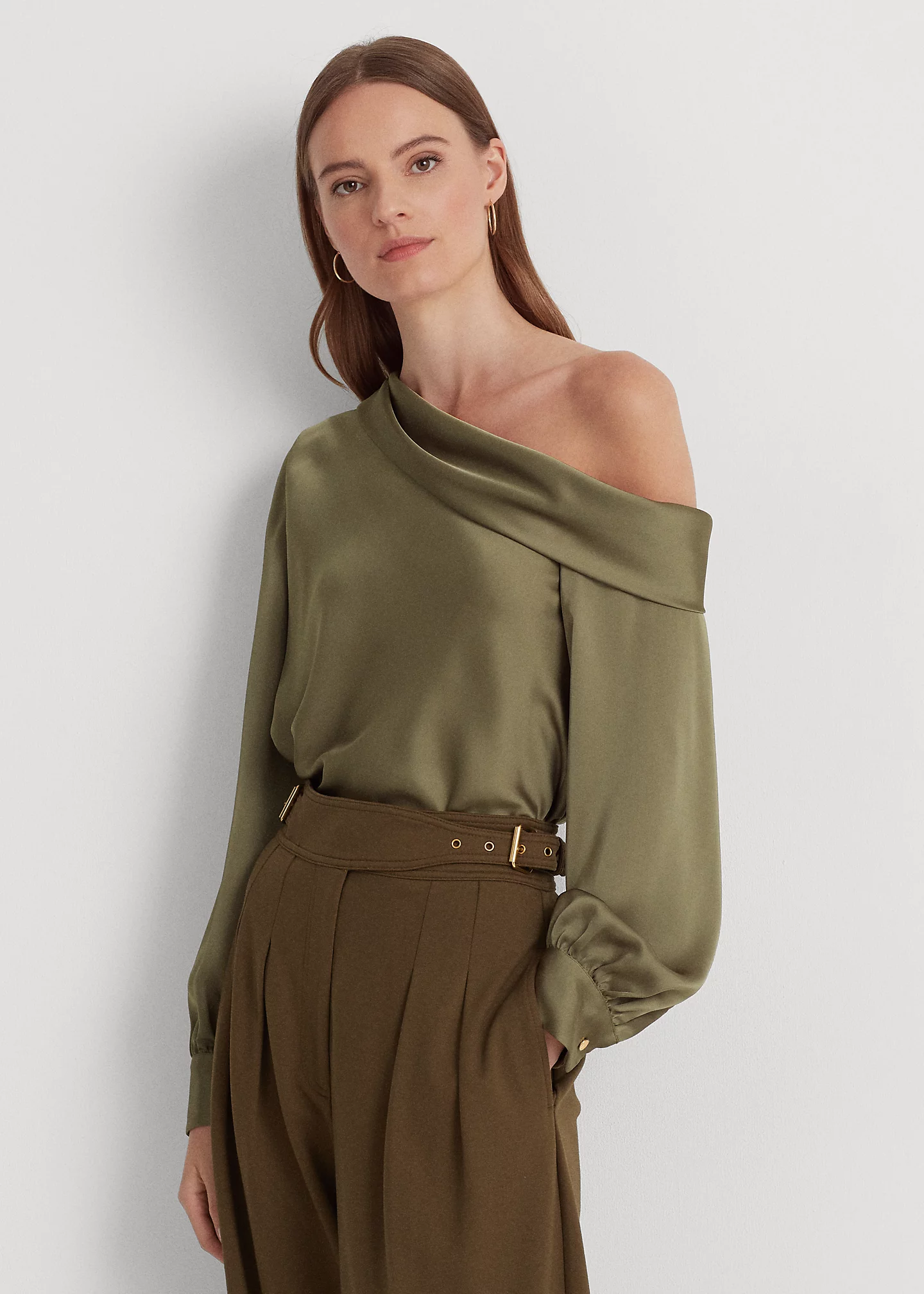Satin One-Shoulder Blouse