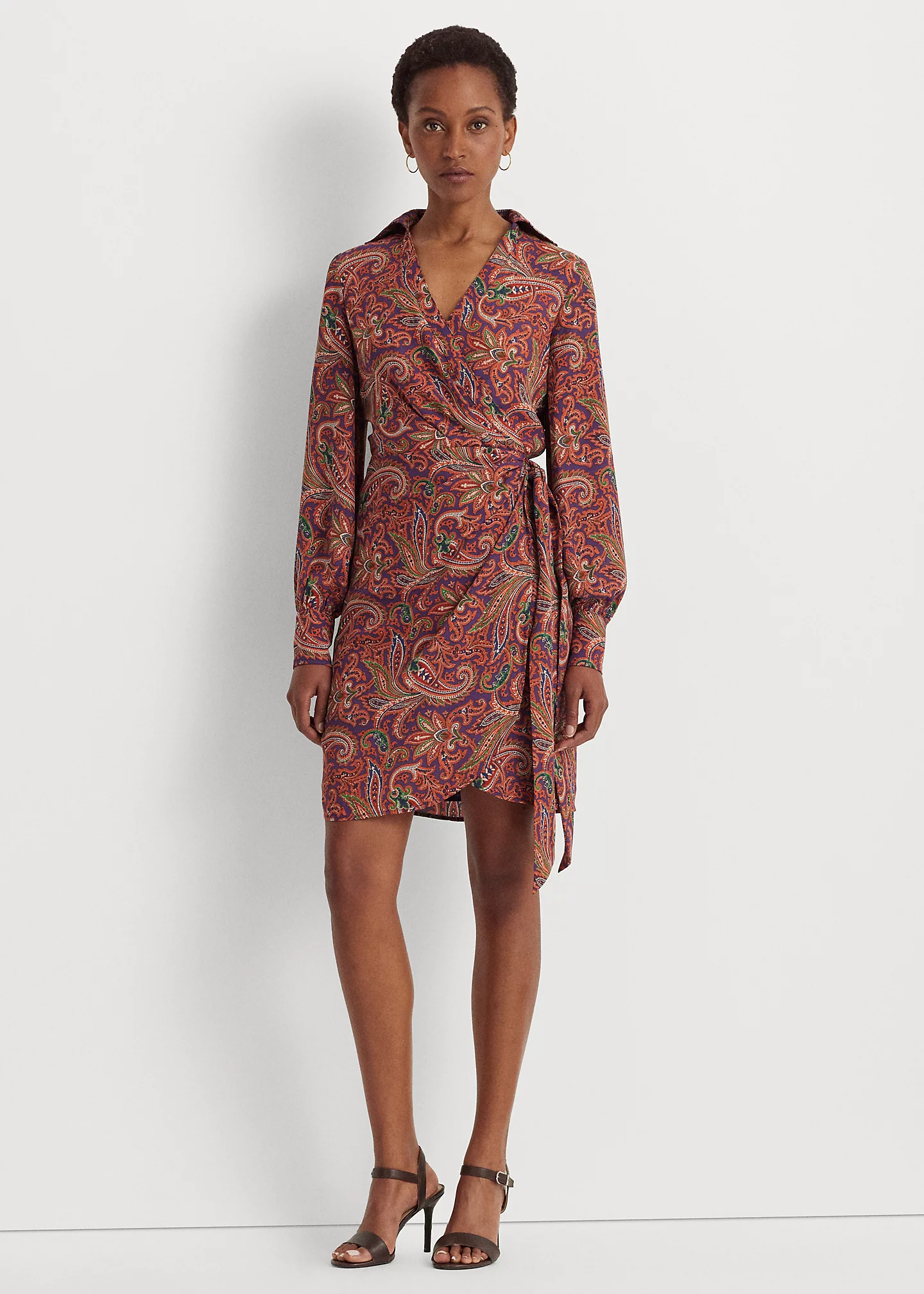 Print Double-Faced Georgette Wrap Dress