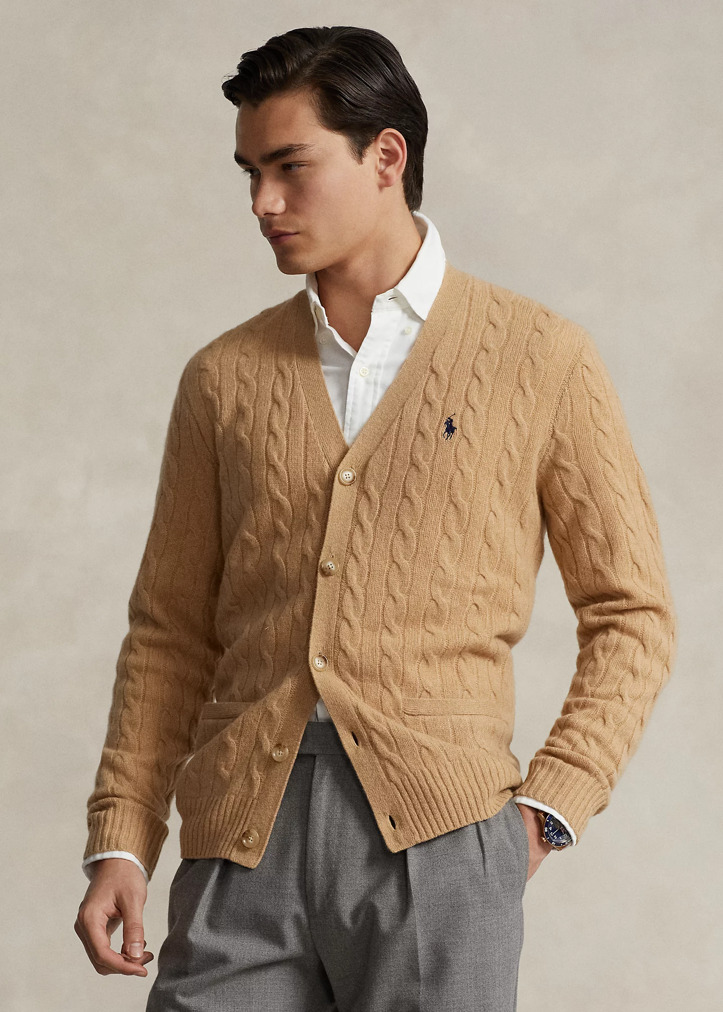 Cable-Knit Wool-Cashmere Cardigan