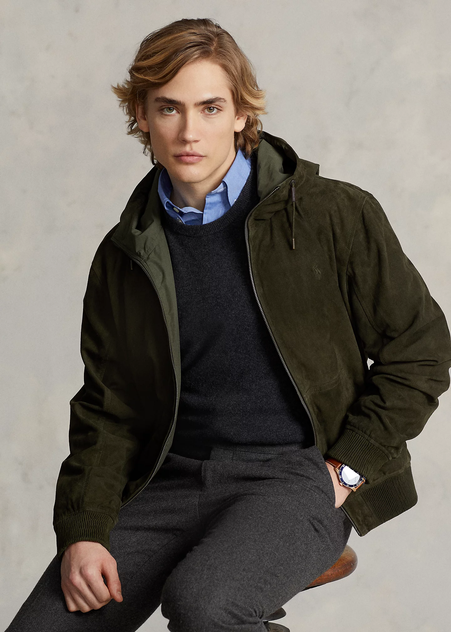 Reversible Suede-Taffeta Hooded Jacket