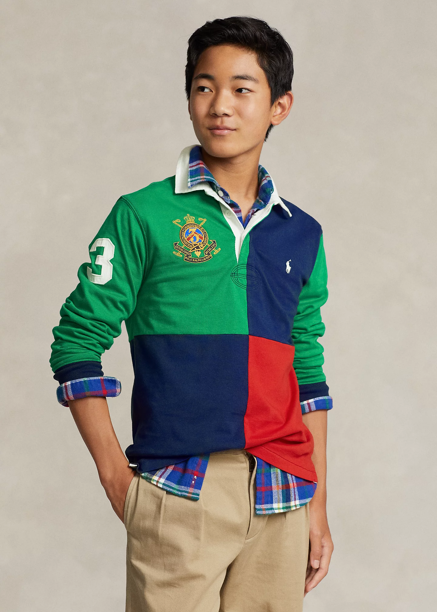 Color-Blocked Cotton Jersey Rugby Shirt