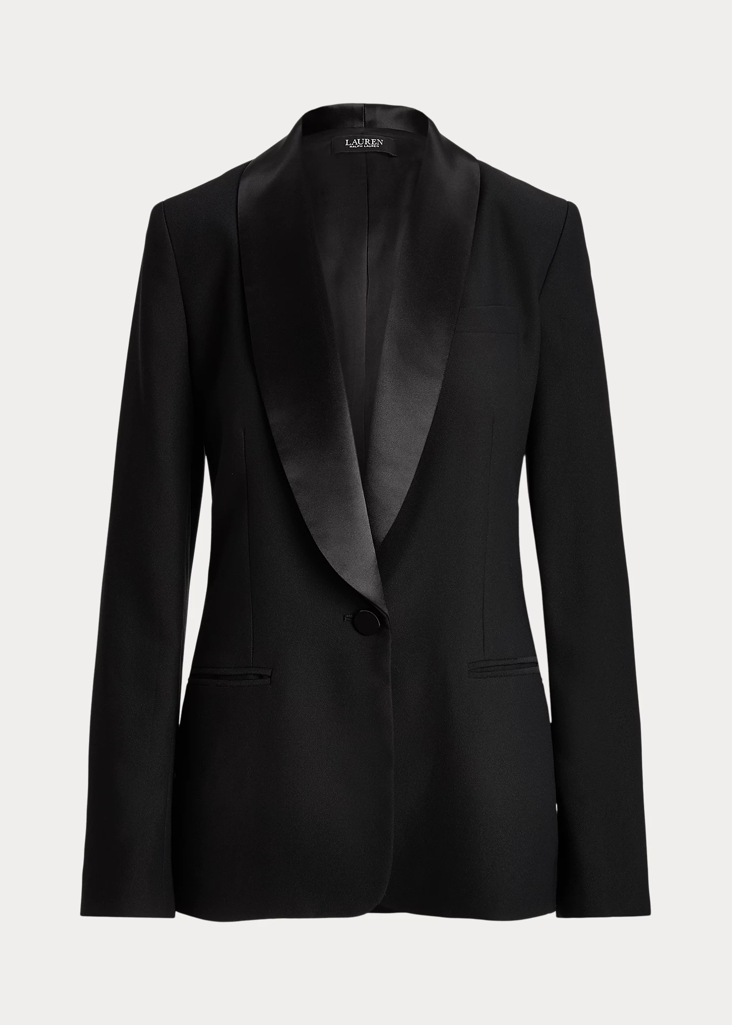 Satin-Trim Crepe Blazer