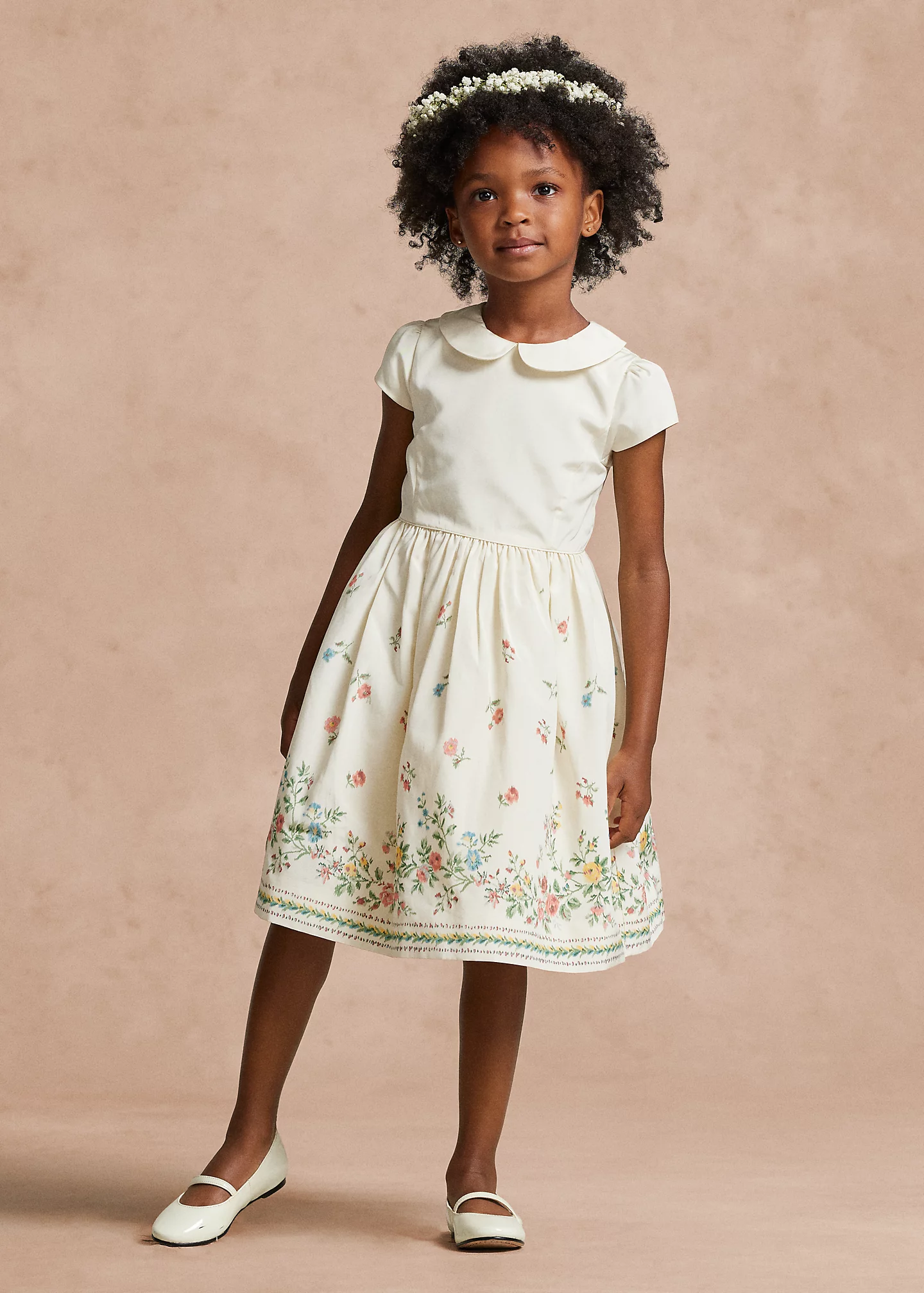 Floral Mulberry Silk–Blend Faille Dress