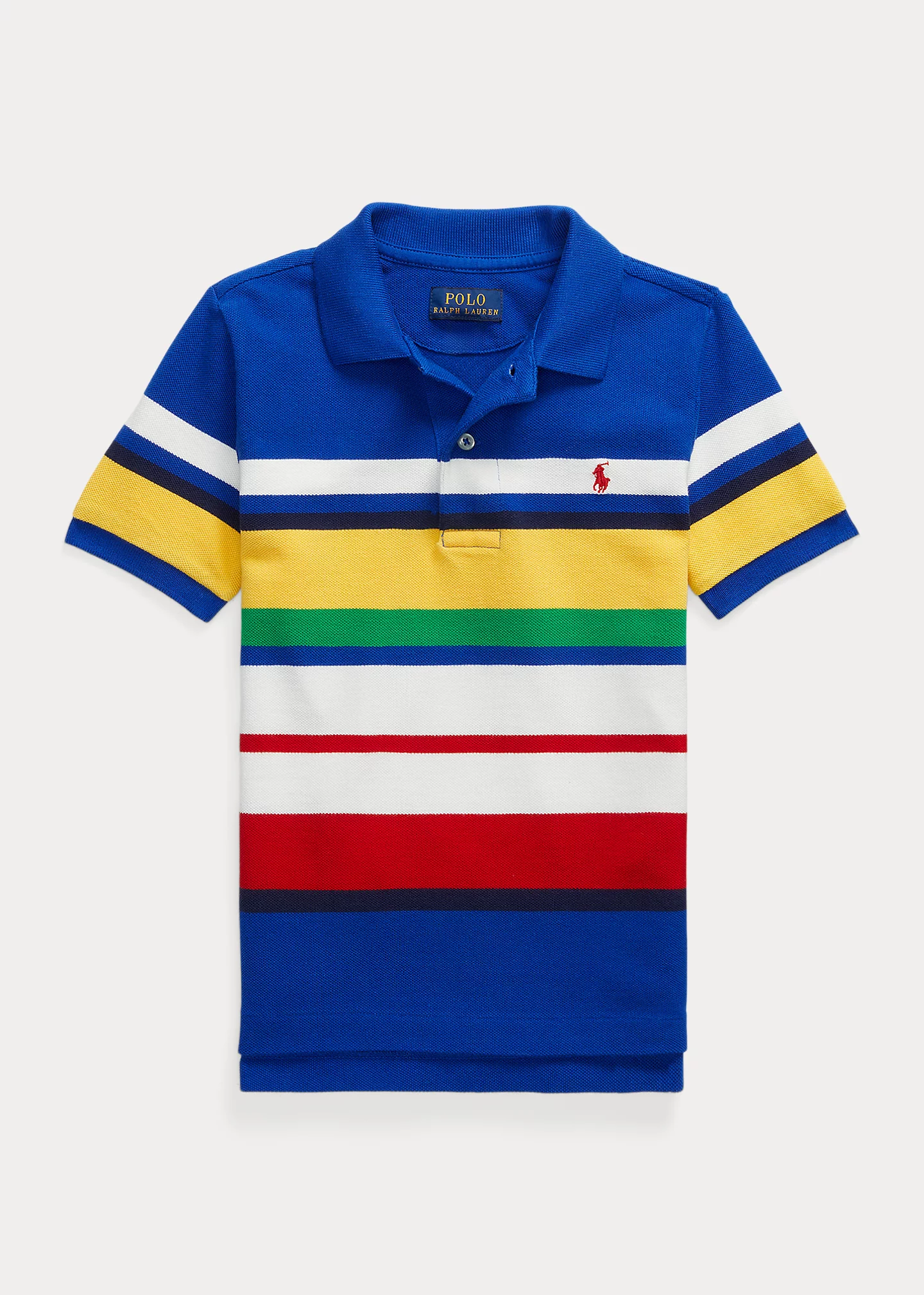 Striped Cotton Mesh Polo Shirt