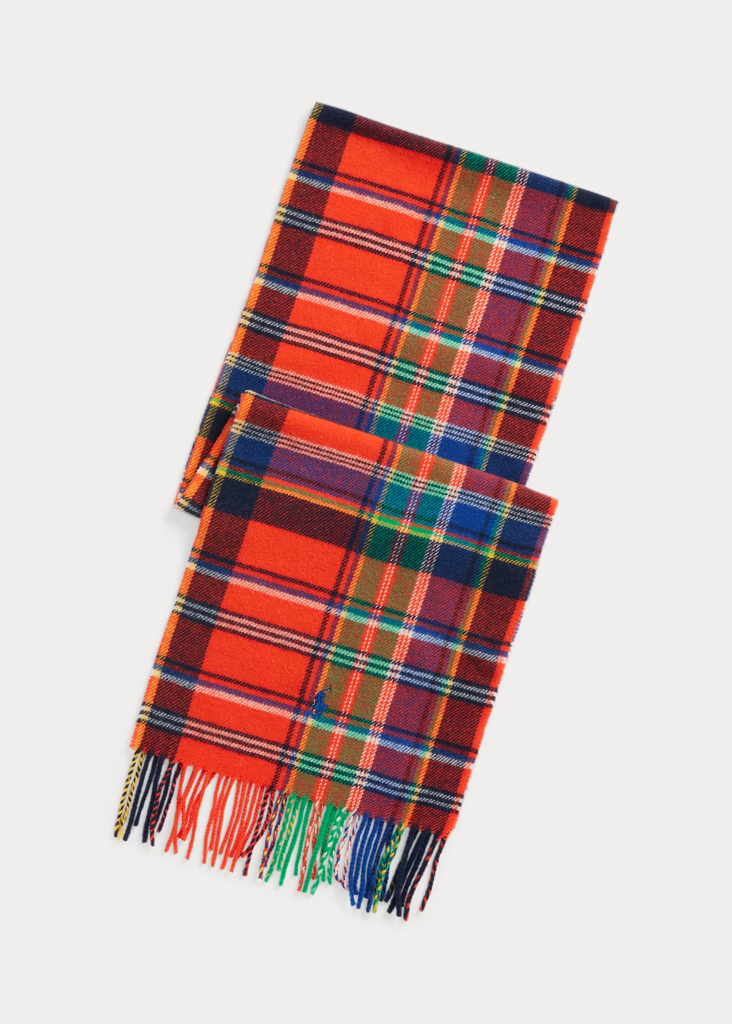 Plaid Fringe Wool Scarf