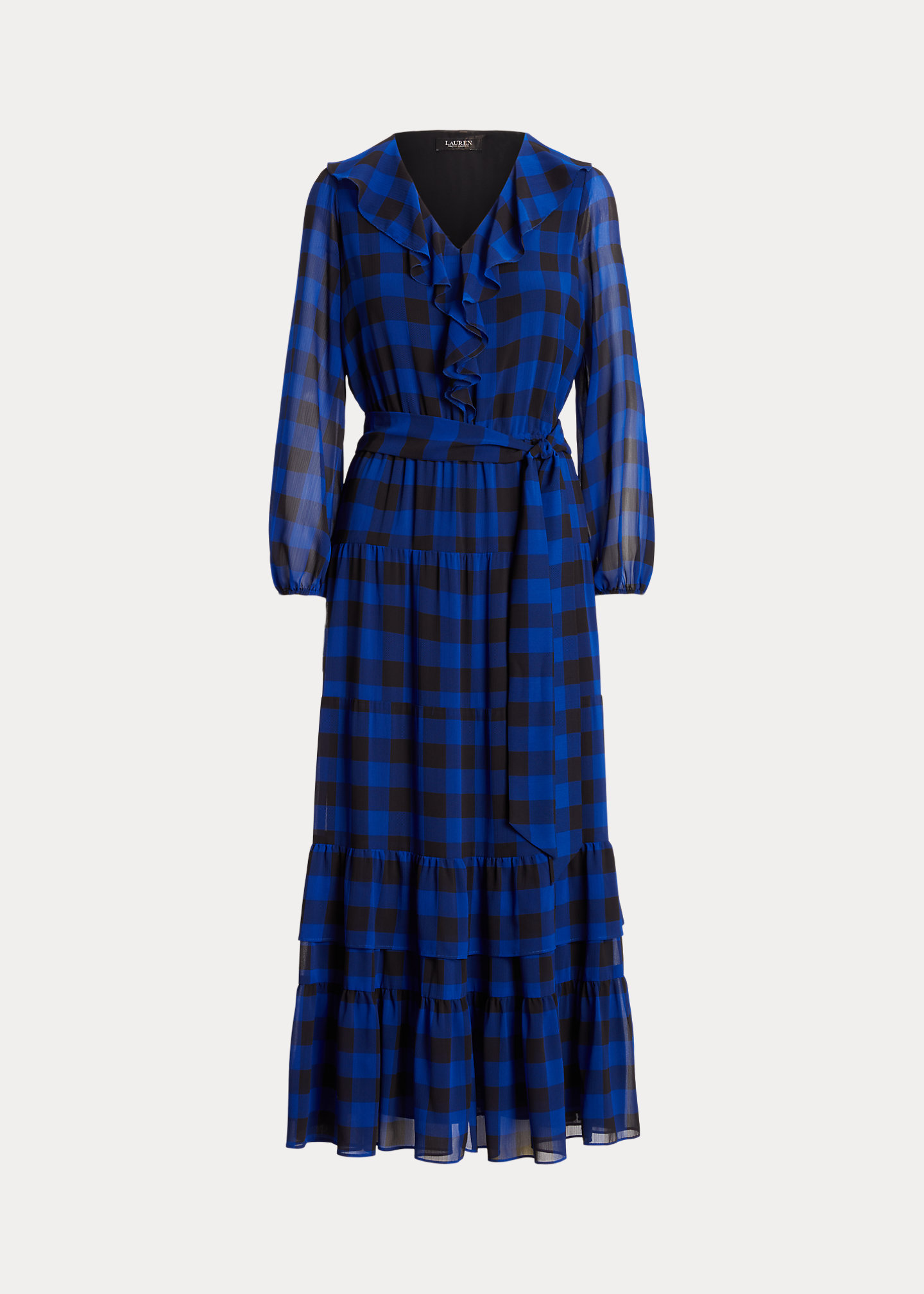 Buffalo Check Belted Georgette Dress