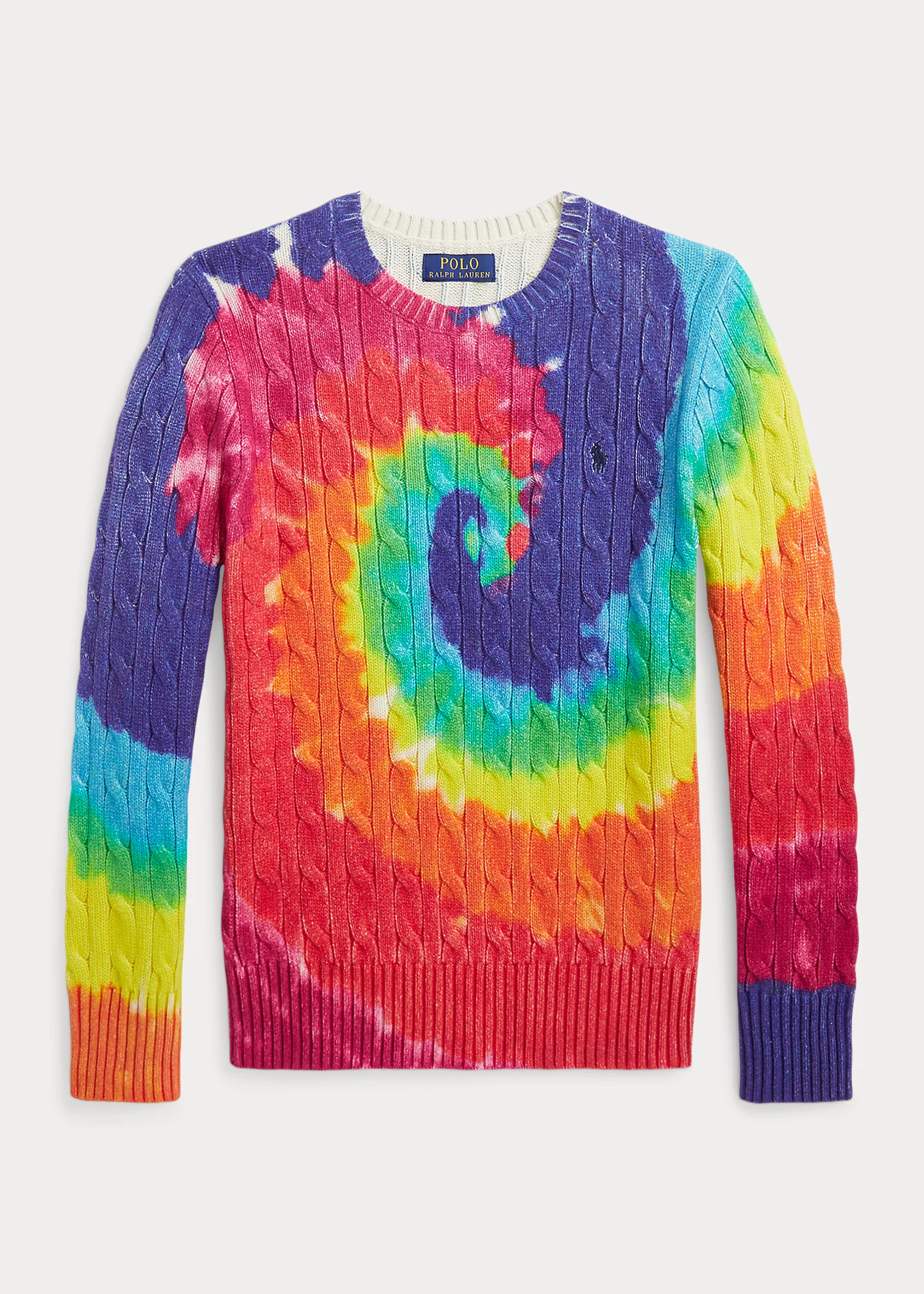 Tie-Dye-Print Cable-Knit Cotton Sweater