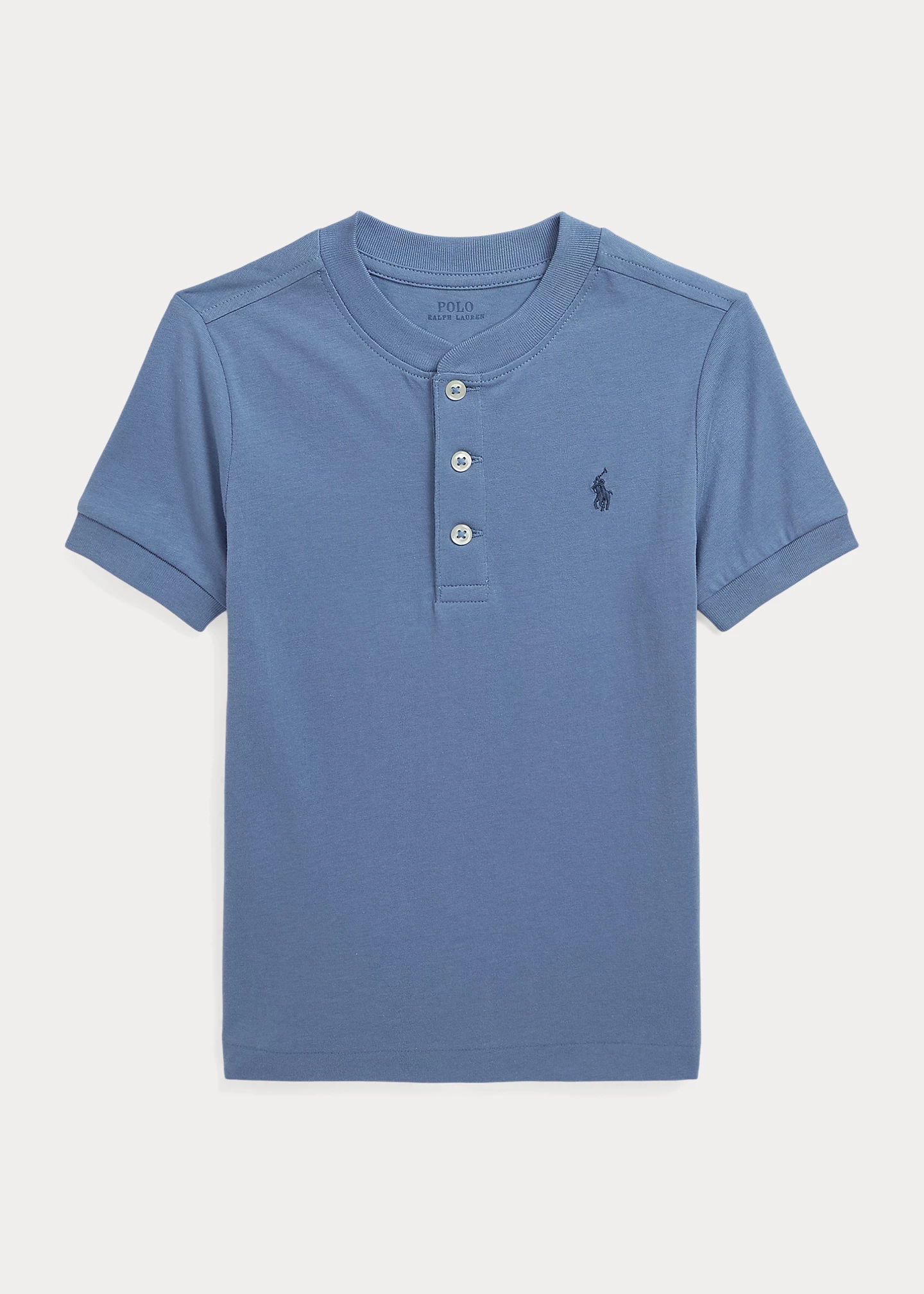 Cotton Jersey Short-Sleeve Henley Shirt