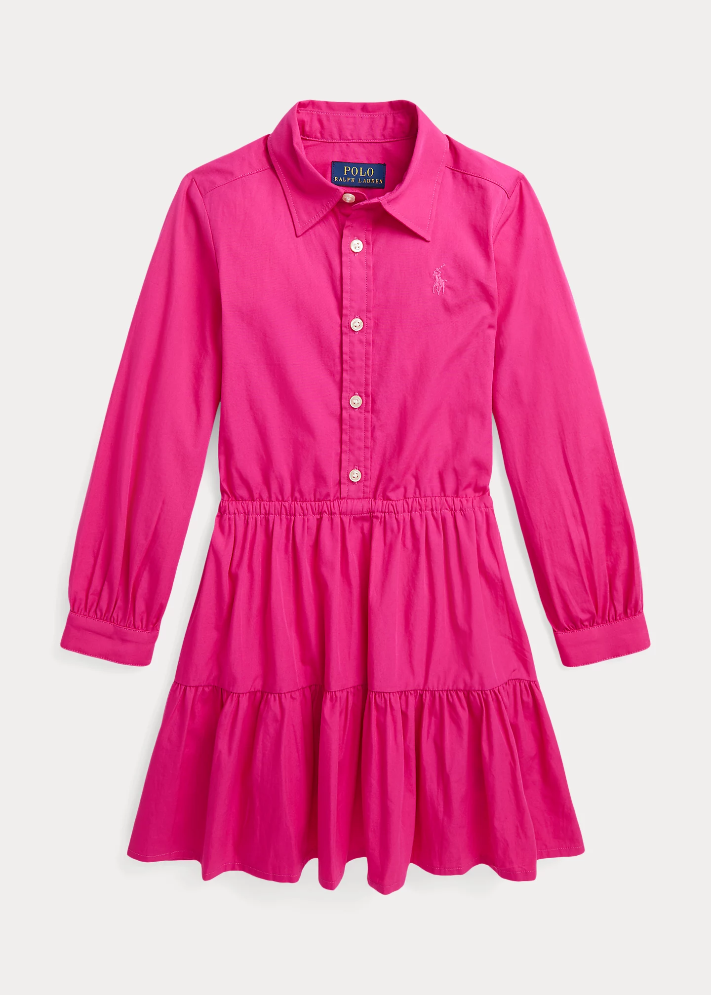 Tiered Cotton Poplin Shirtdress