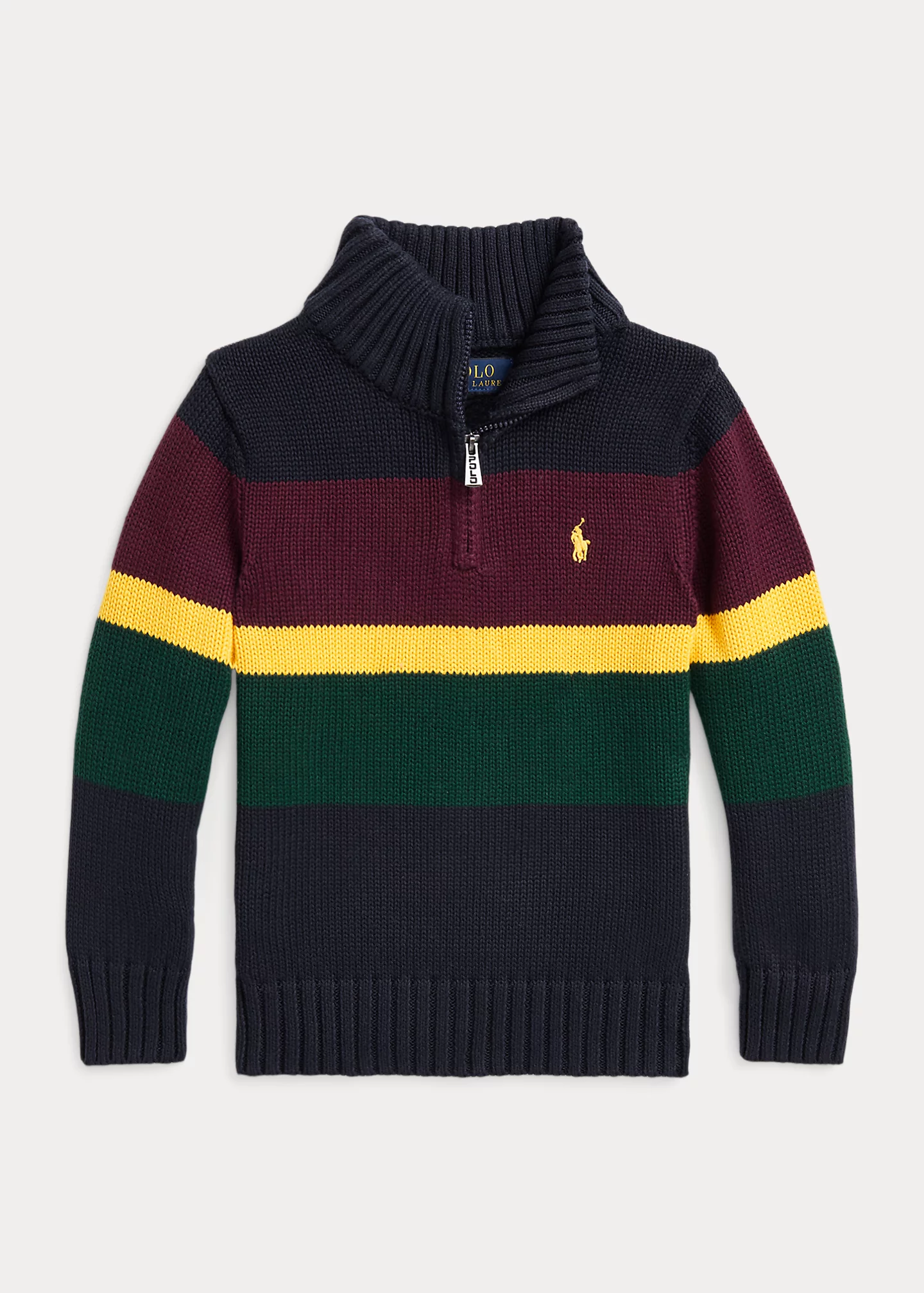 Striped Cotton Quarter-Zip Sweater