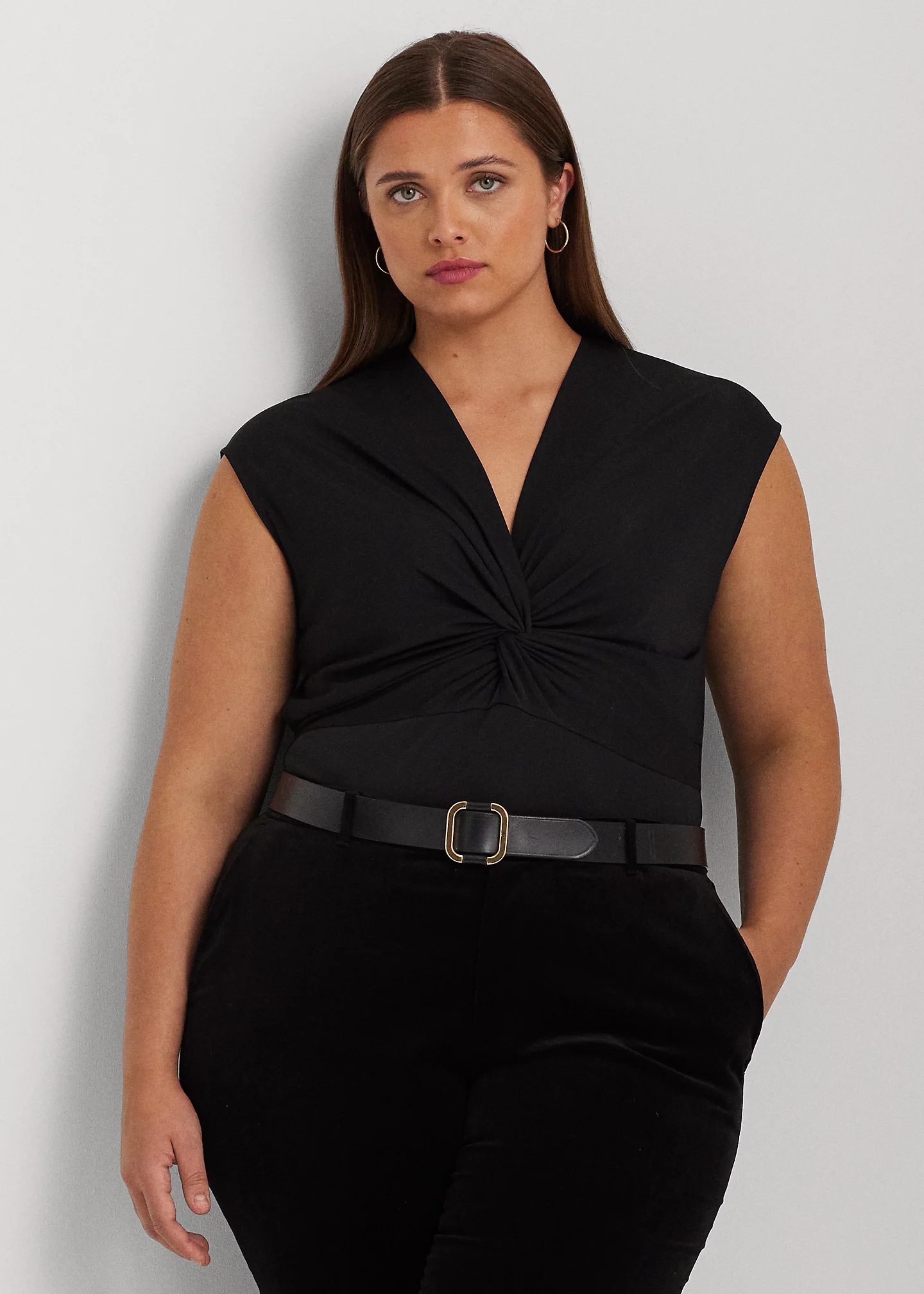 Twist-Front Jersey Cap-Sleeve Tee