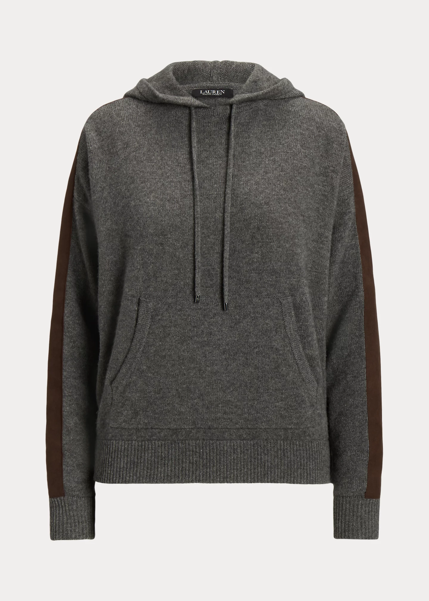 Faux Suede–Trim Wool-Cashmere Hoodie