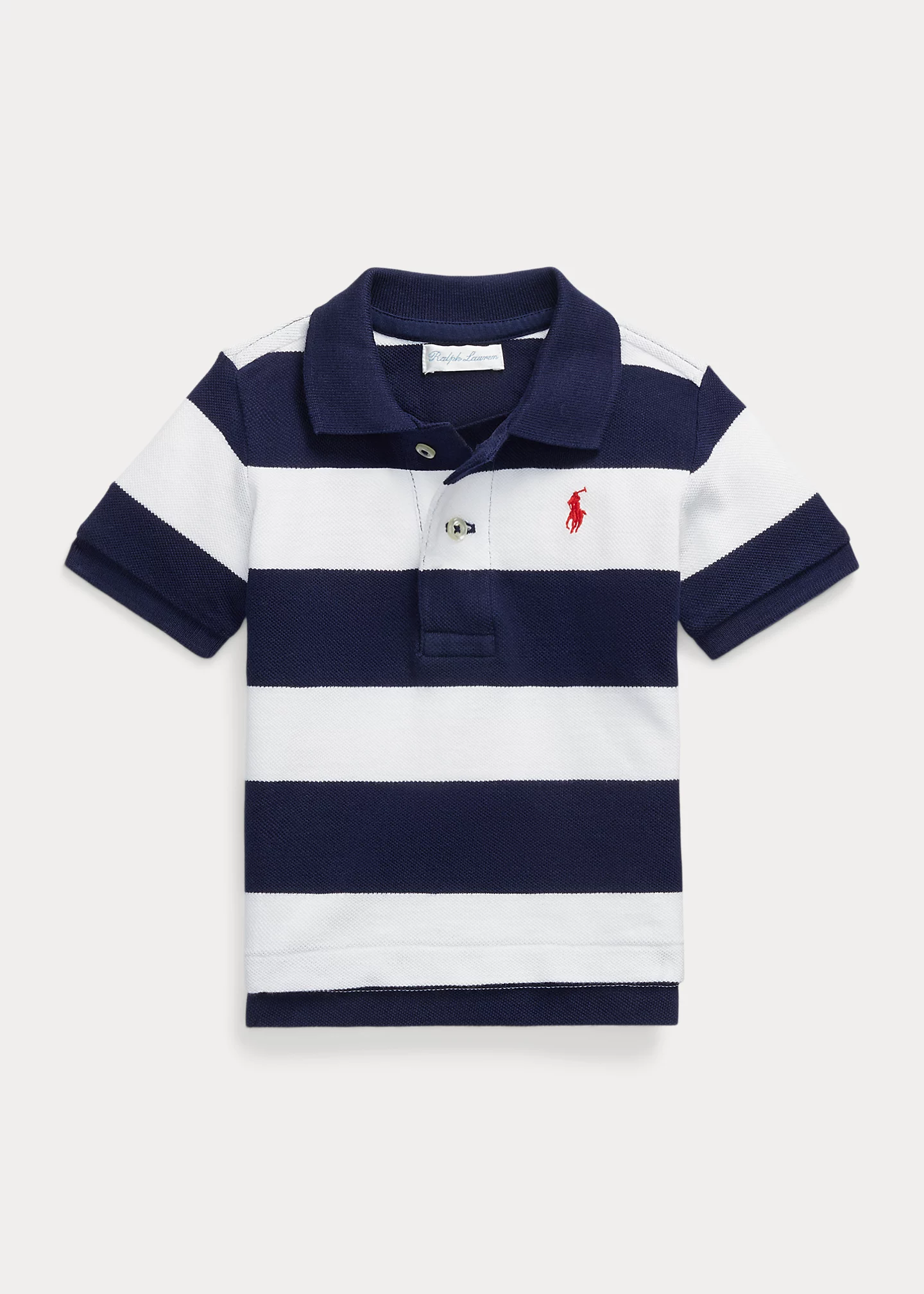 Striped Cotton Mesh Polo Shirt