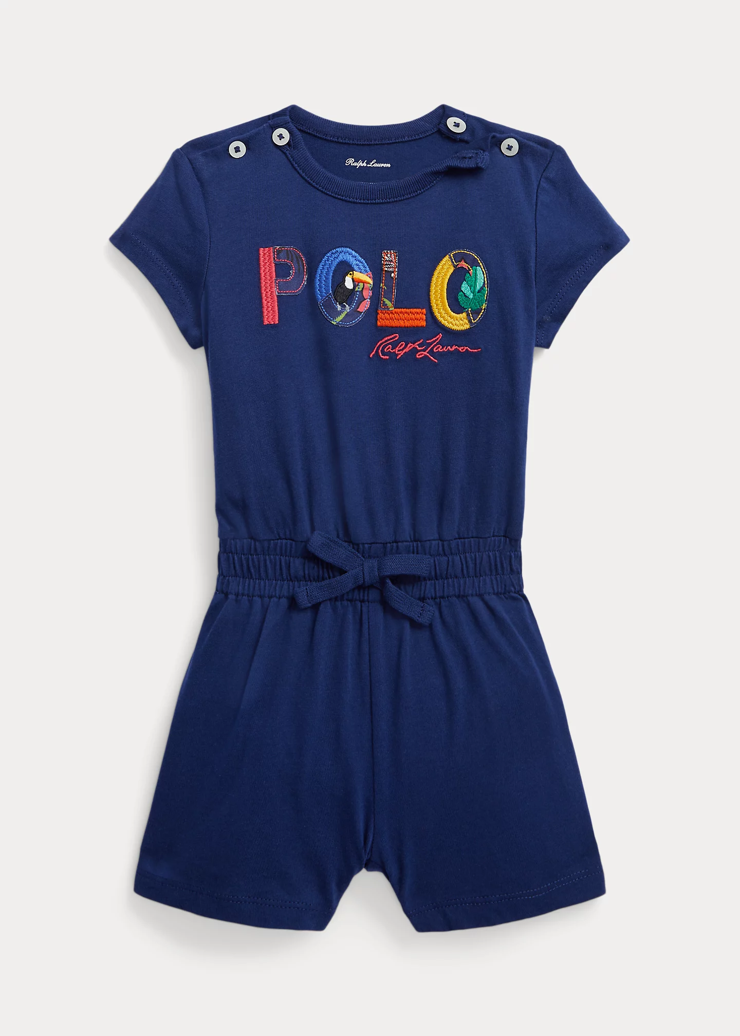 Tropical-Logo Cotton Jersey Romper