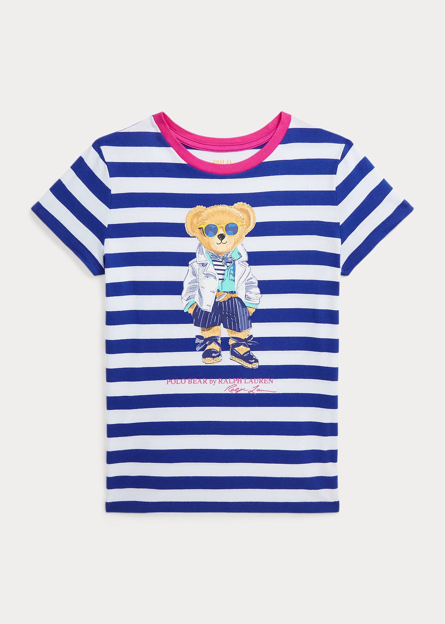Striped Polo Bear Cotton Jersey Tee