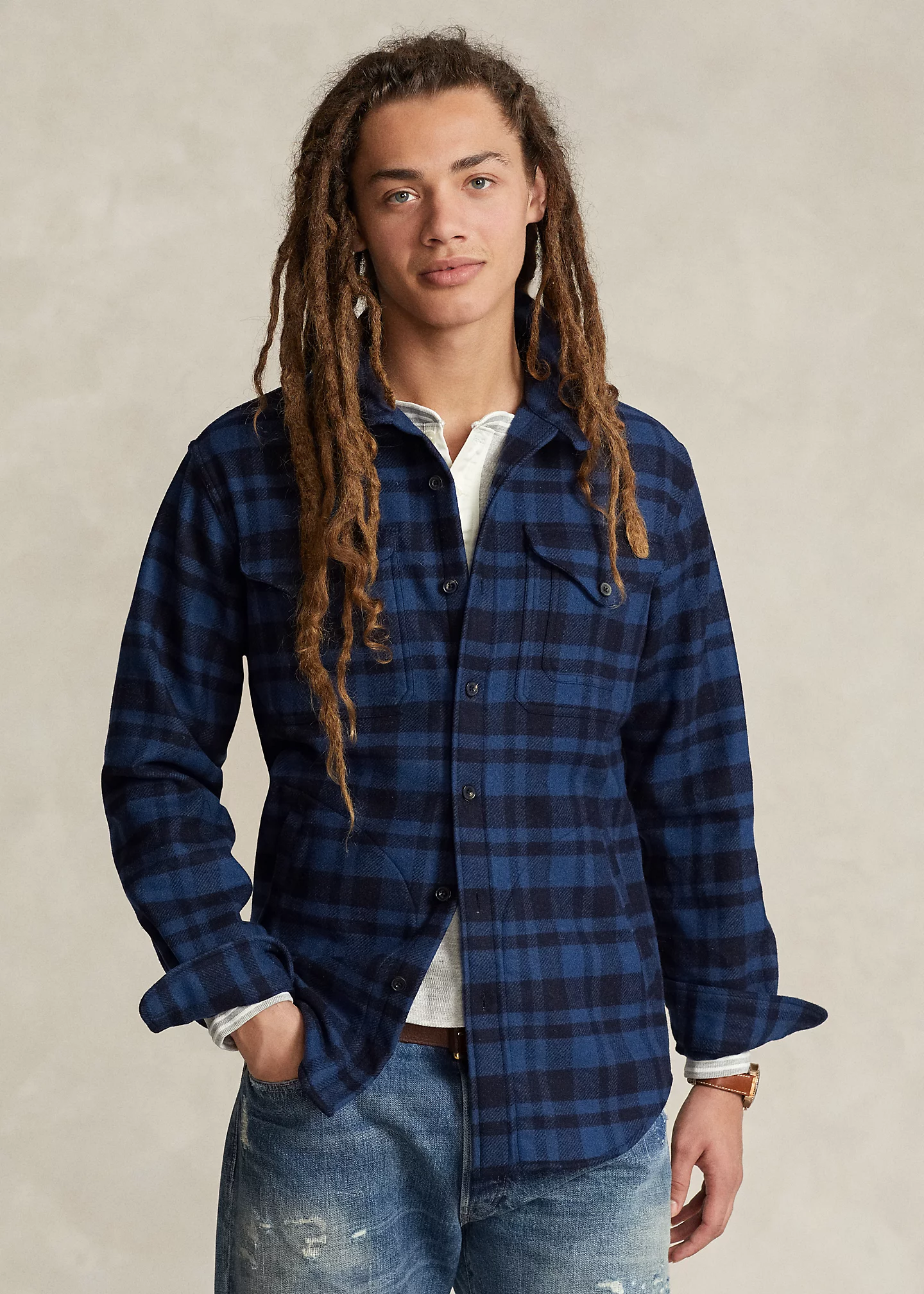 Classic Fit Plaid Wool-Blend Workshirt