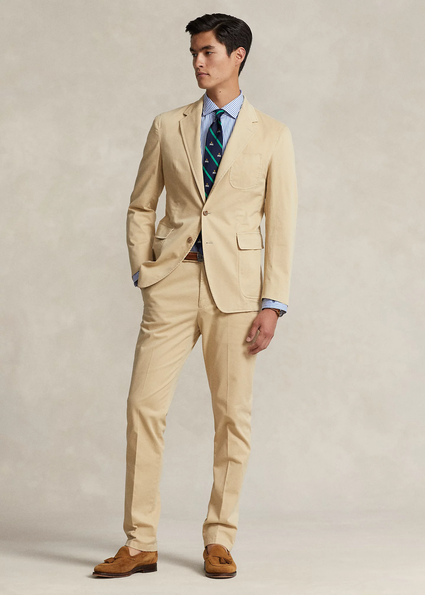 Garment-Dyed Stretch Chino Suit Trouser