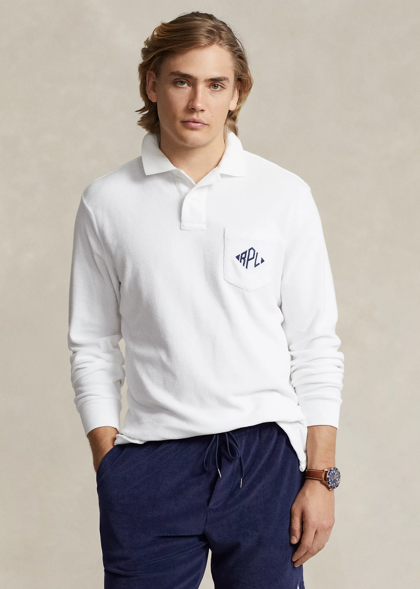 Classic Fit Monogram Terry Polo Shirt