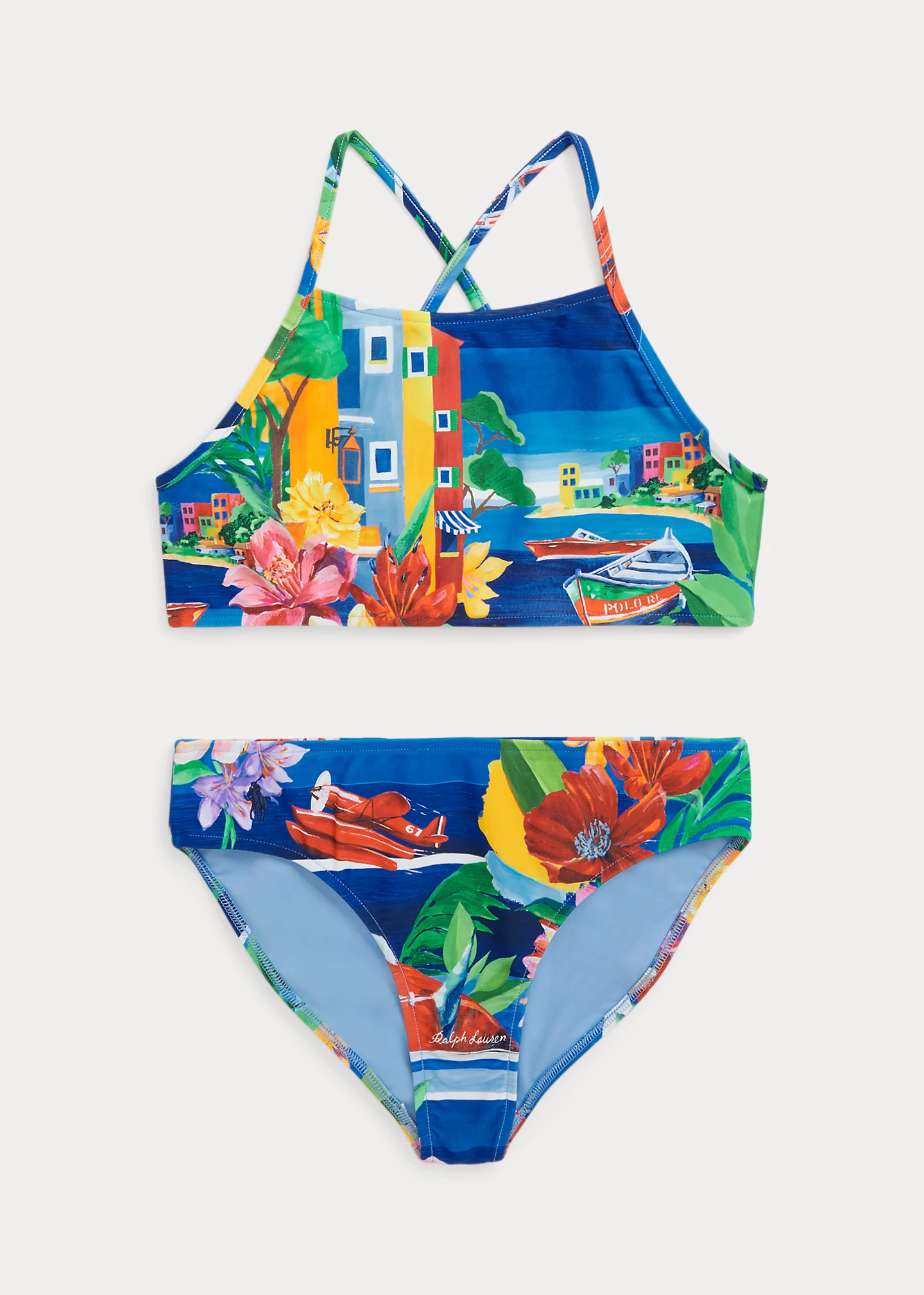 Seaside-Print Two-Piece Swimsuit
