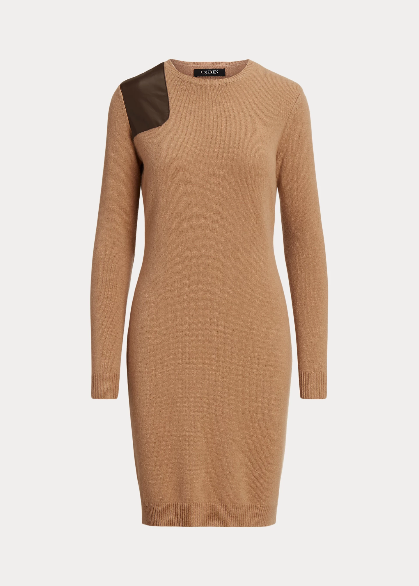 Faux-Leather-Trim Wool-Cashmere Dress