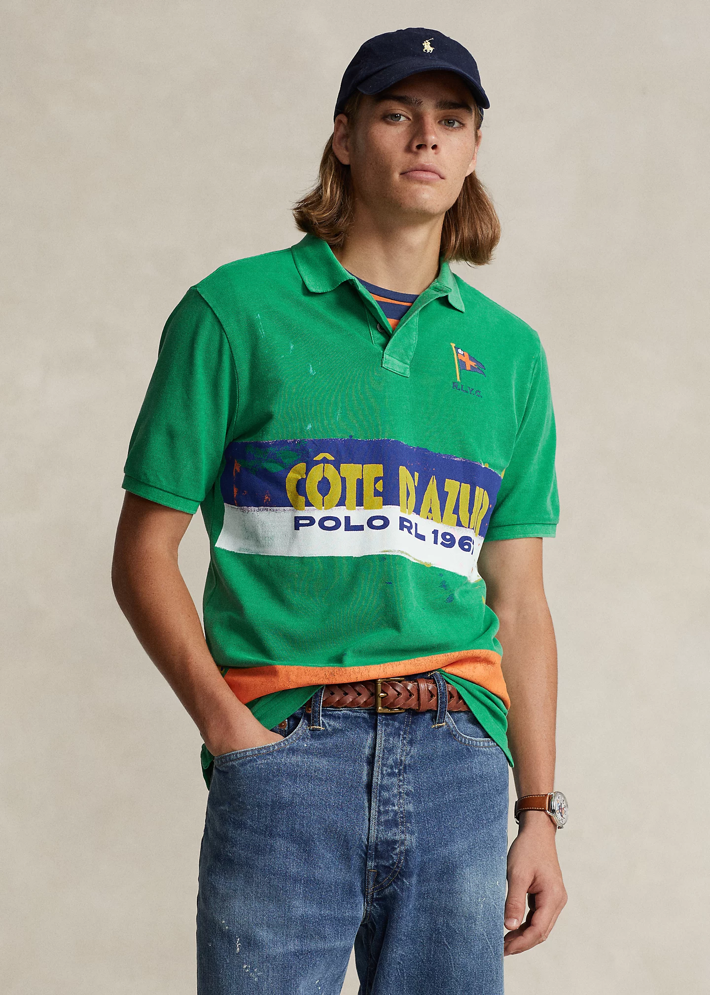 Classic Fit Mesh Graphic Polo Shirt