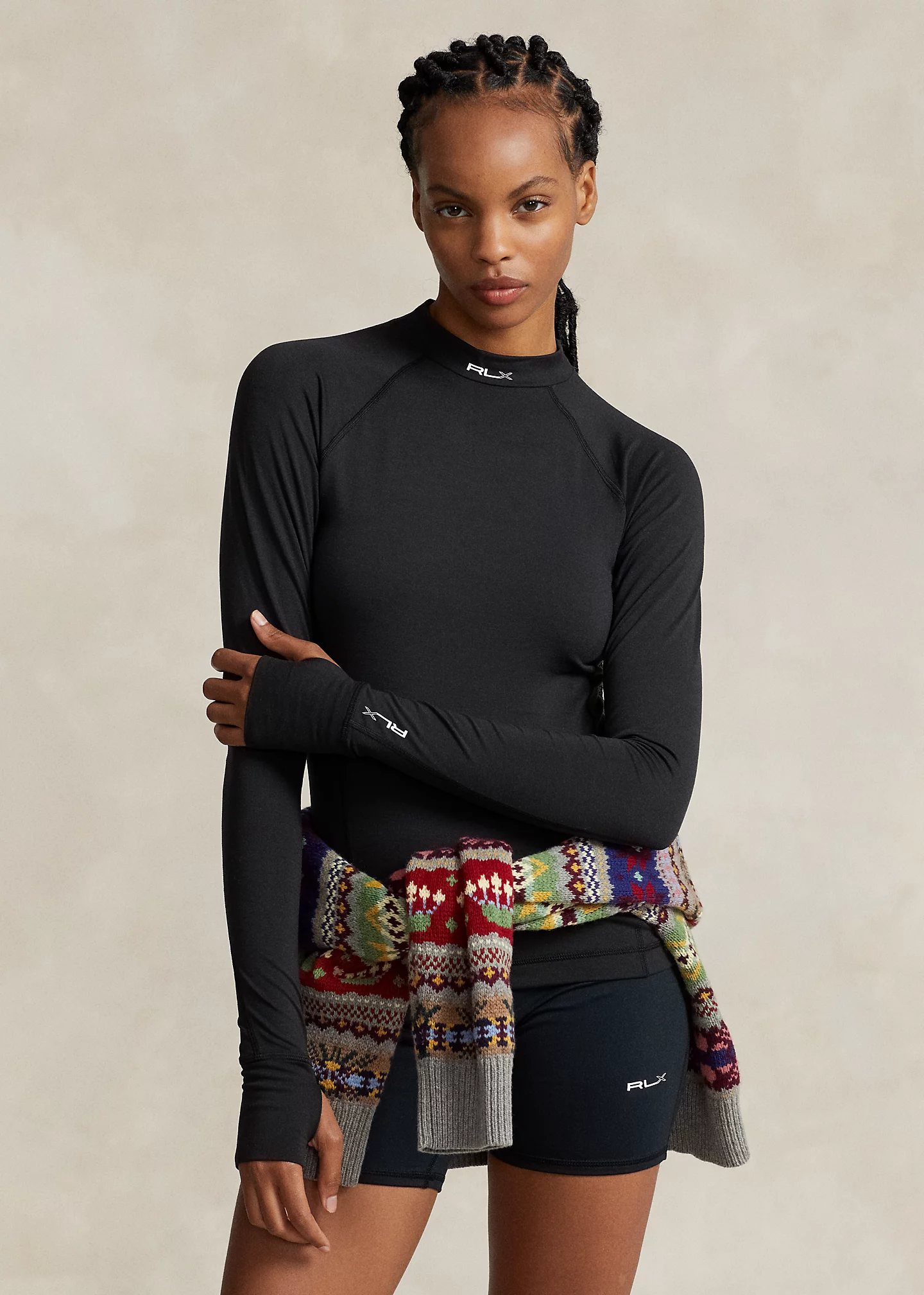 Logo Jersey Long-Sleeve Mockneck Tee