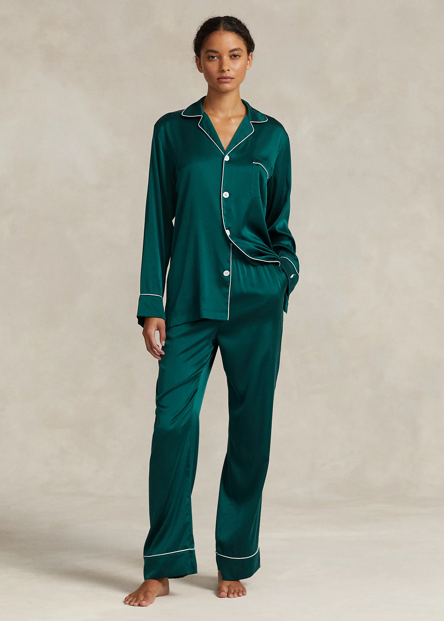 Stretch Silk Long-Sleeve Pajama Set