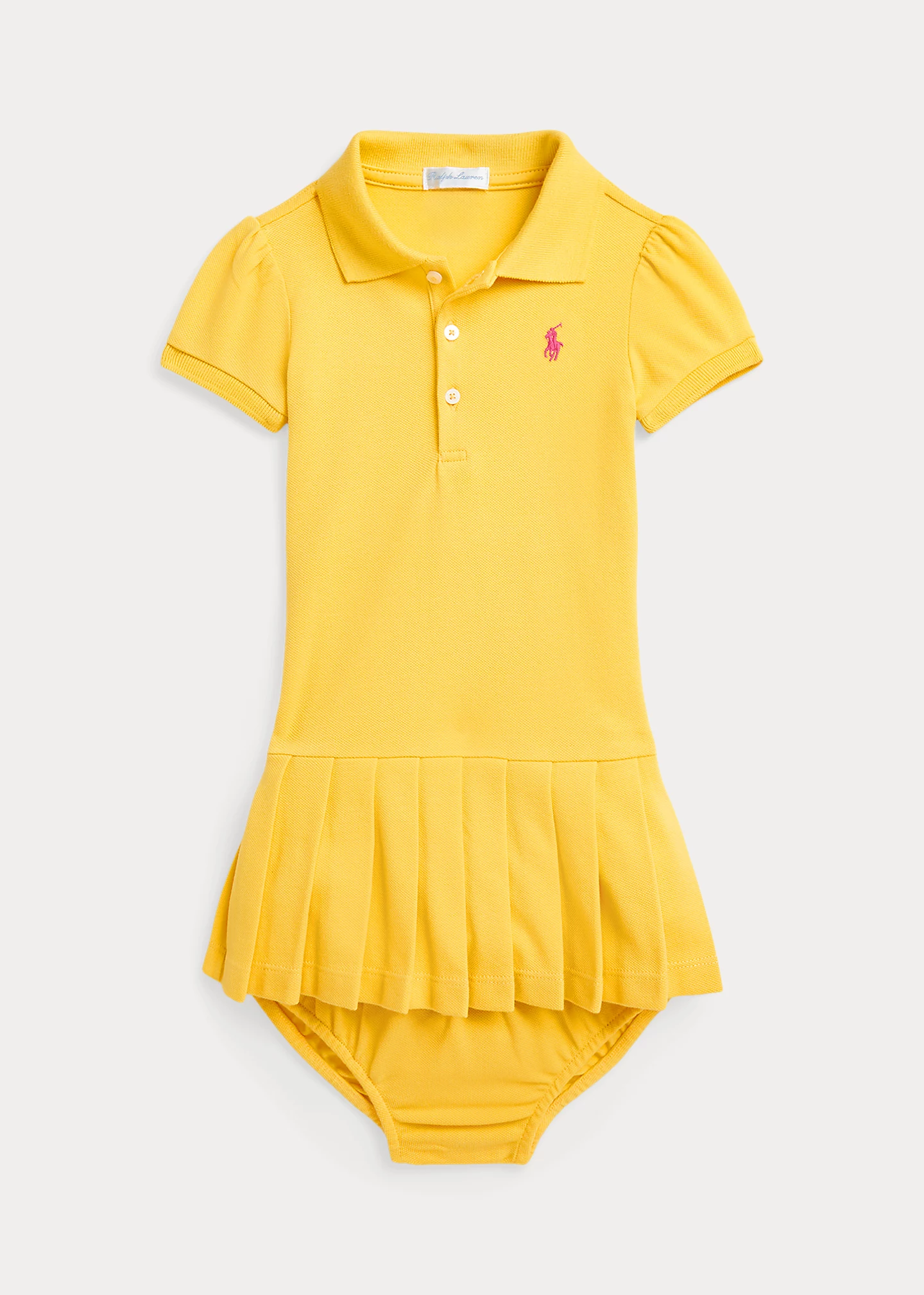 Pleated Mesh Polo Dress & Bloomer