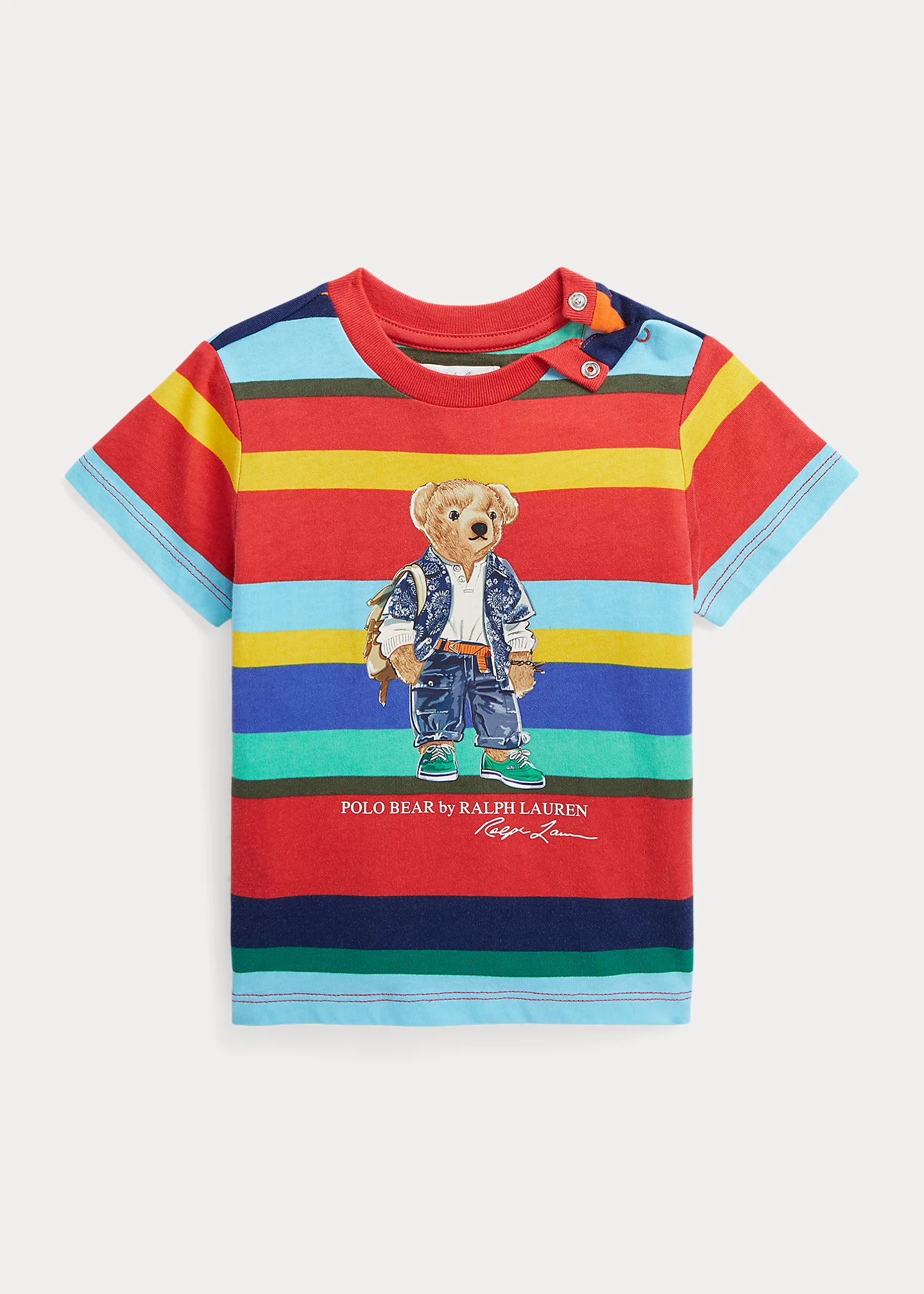 Polo Bear Striped Cotton Jersey Tee