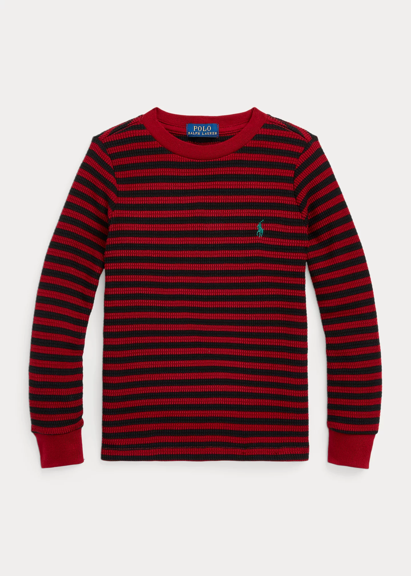 Striped Waffle Cotton Long-Sleeve Tee