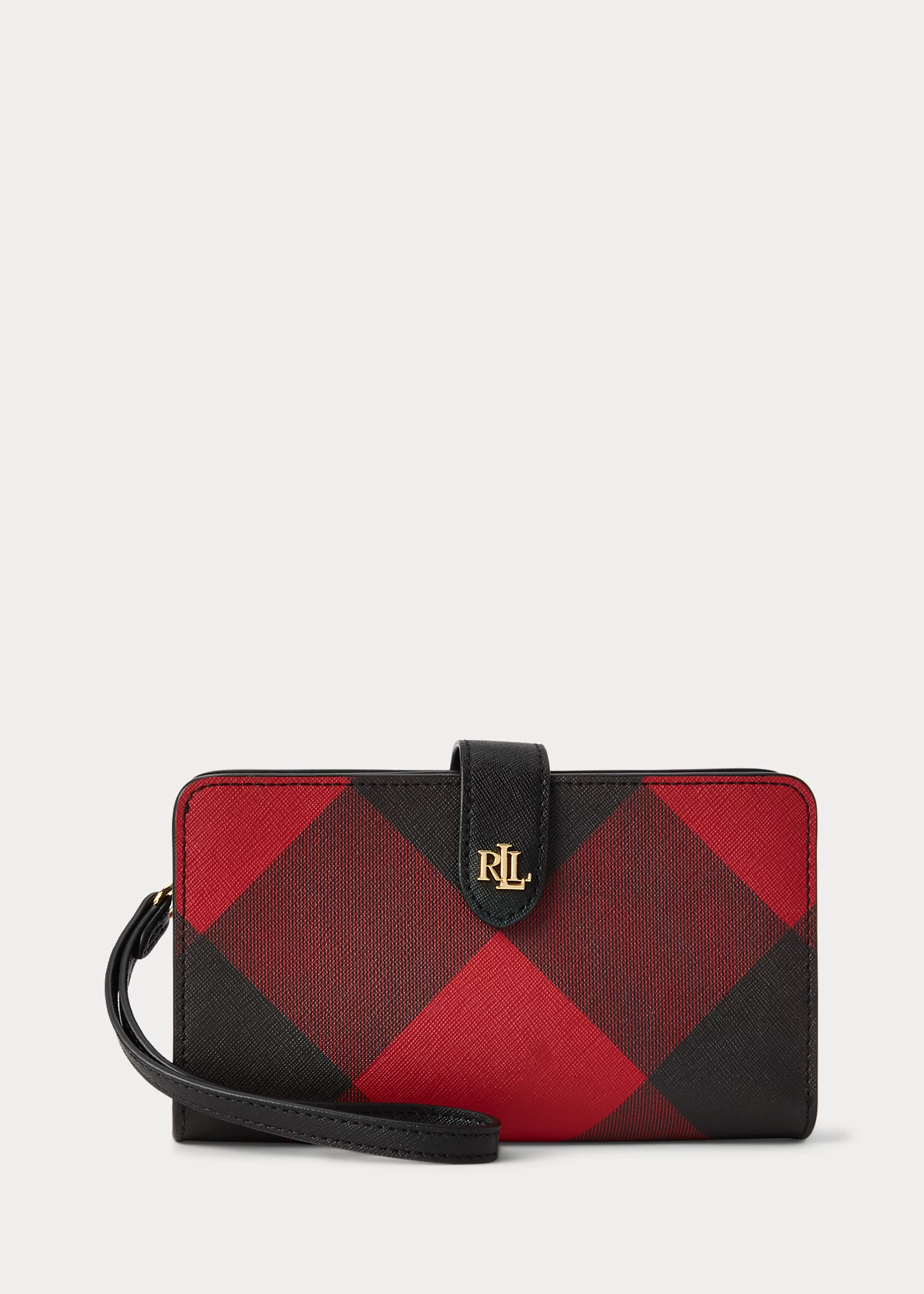 Print Crosshatch Leather Tech Wristlet