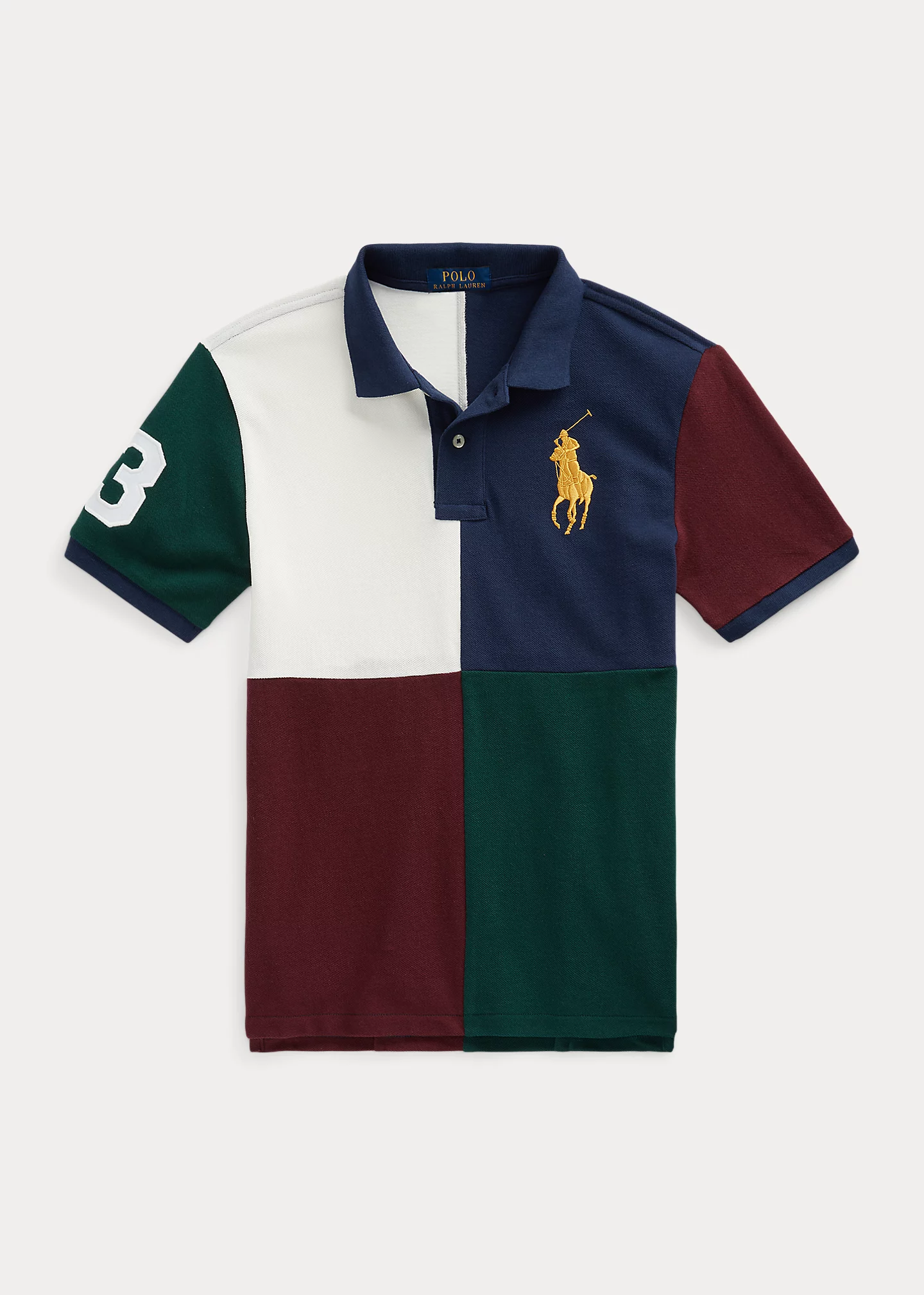 Color-Blocked Big Pony Cotton Polo Shirt