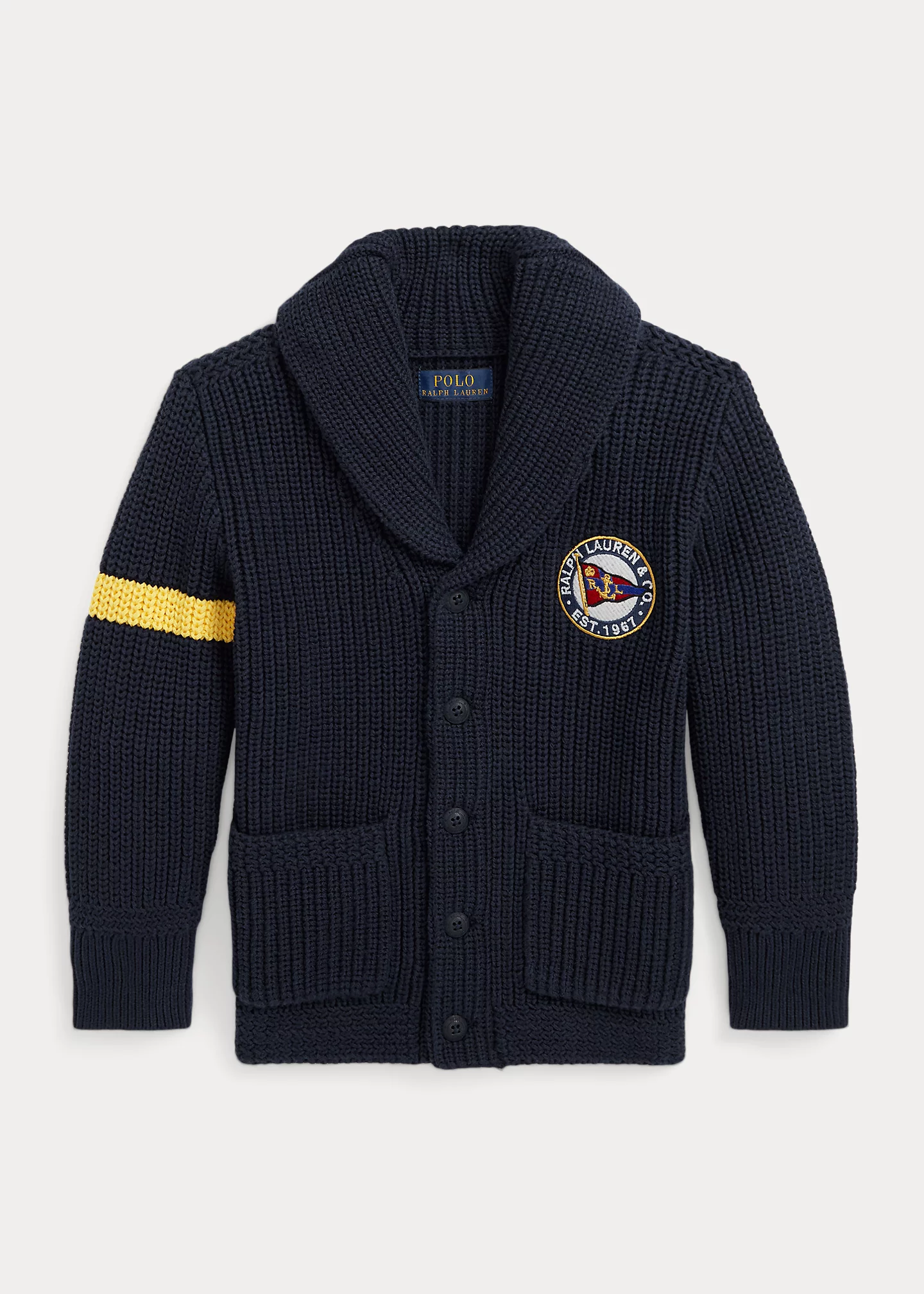 Nautical-Flag Cotton Shawl Cardigan