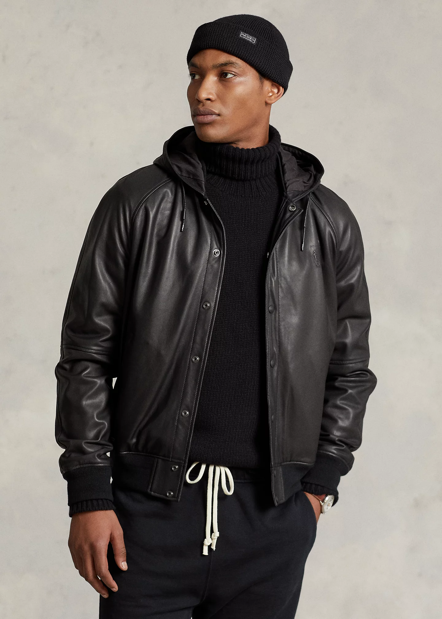 Leather Hooded Jacket