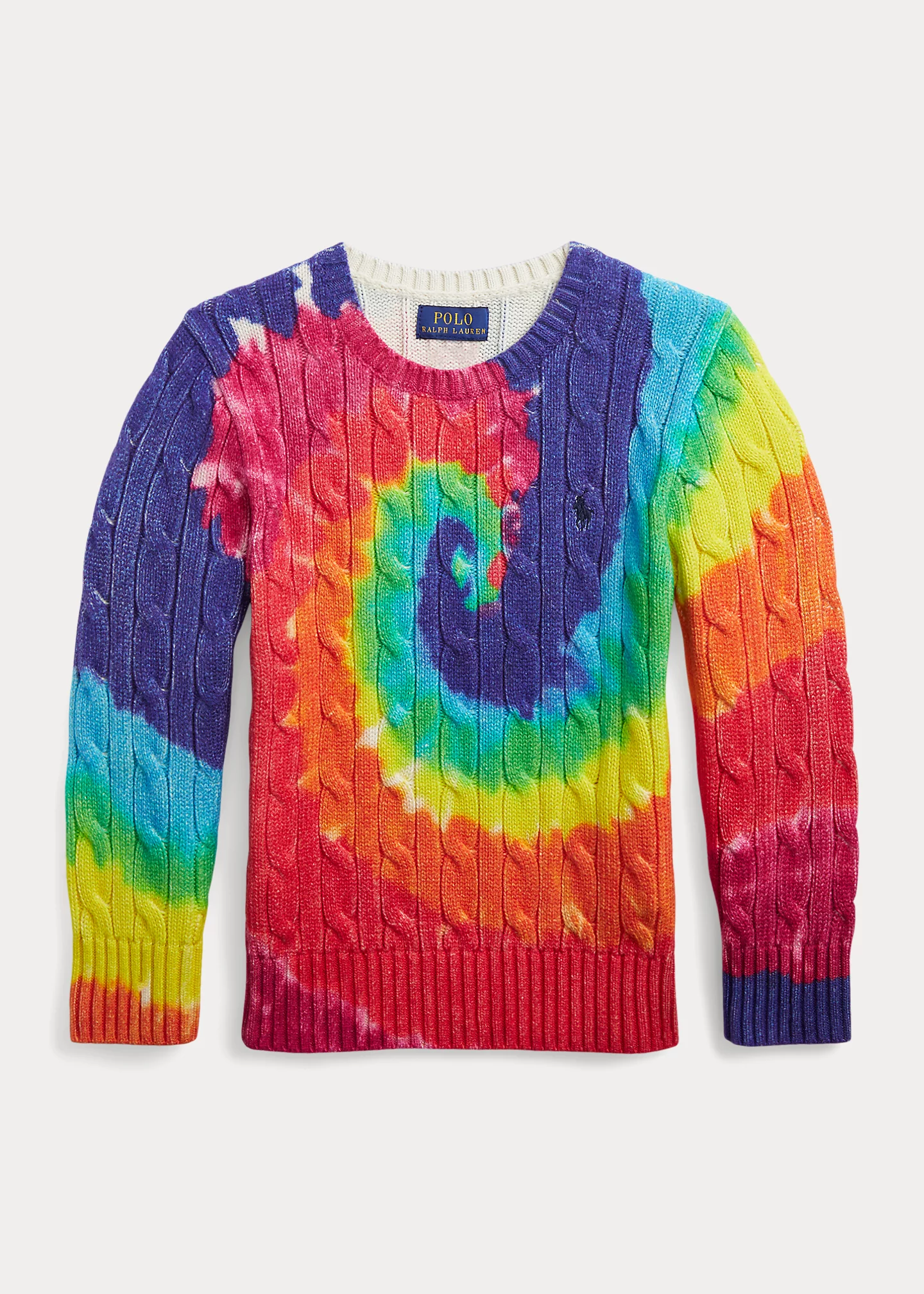 Tie-Dye-Print Cable-Knit Cotton Sweater