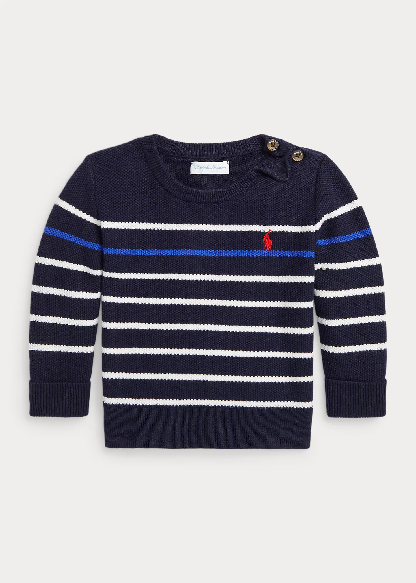 Striped Mesh-Knit Cotton Sweater