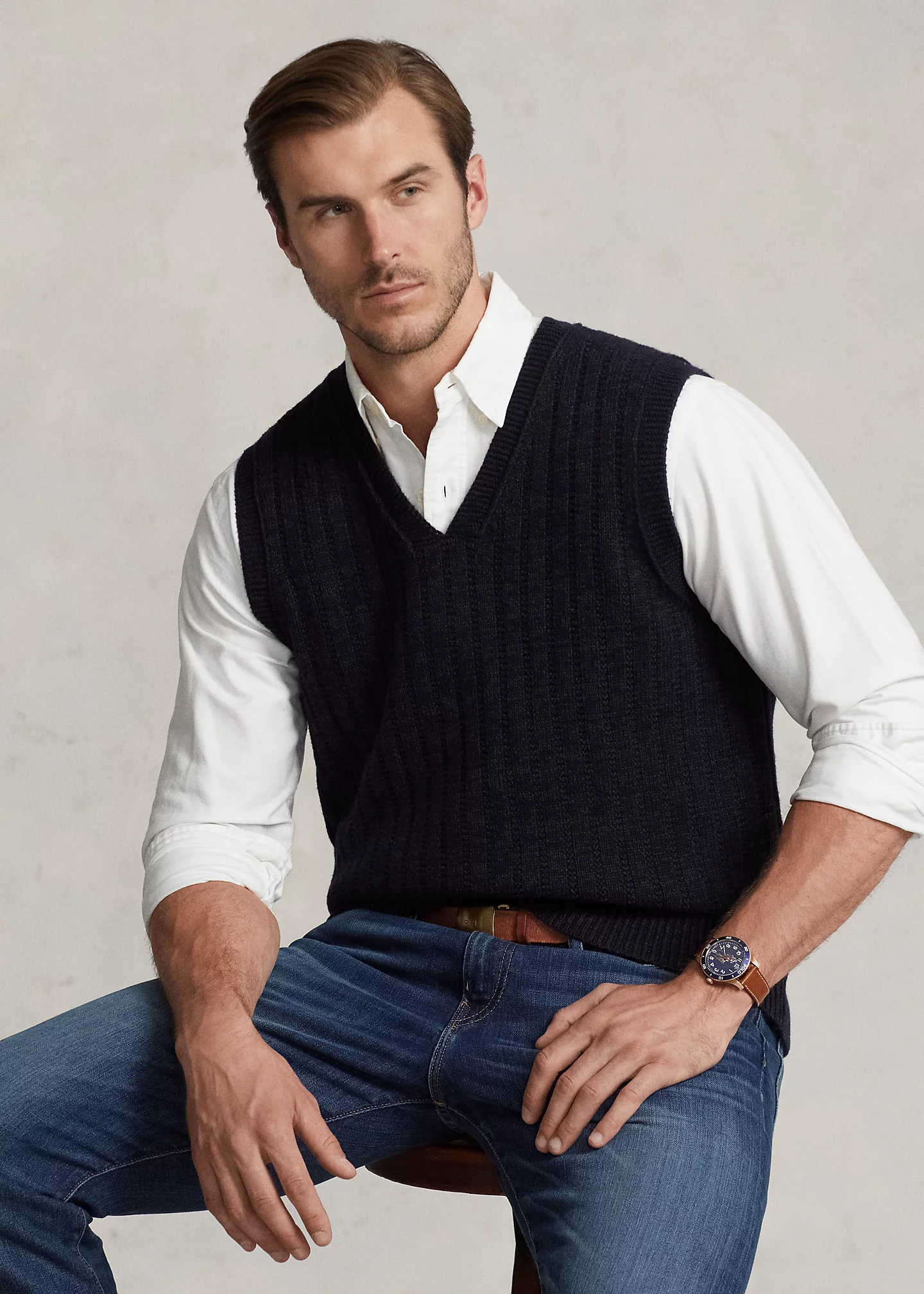 Distressed Cotton-Blend Sweater Vest