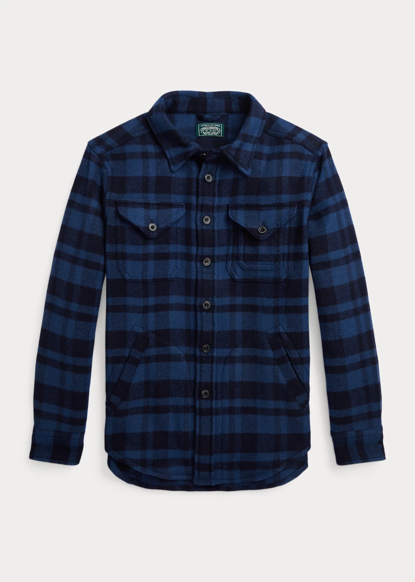Plaid Wool-Blend Twill Overshirt