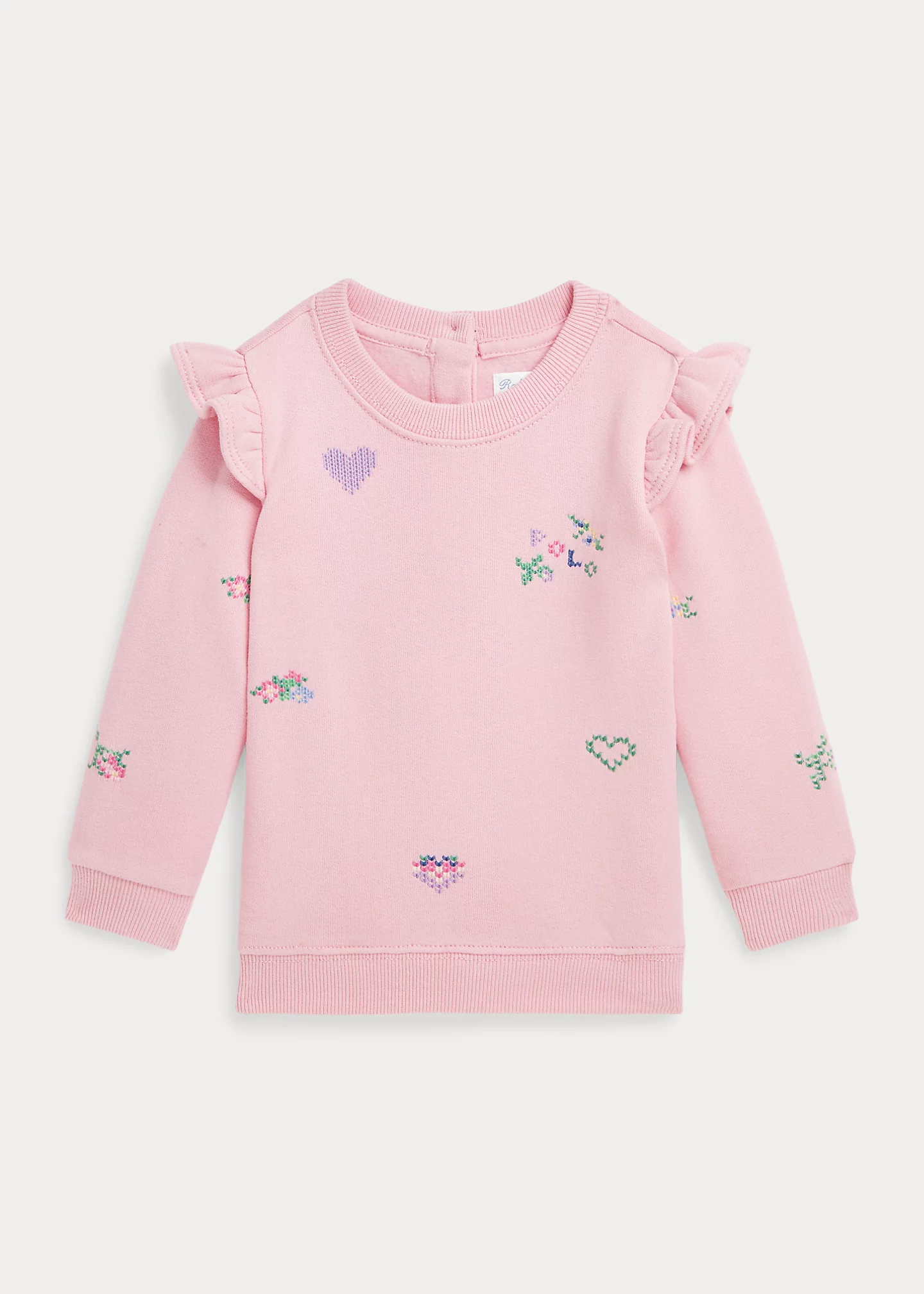 Embroidered Ruffled Fleece Sweatshirt