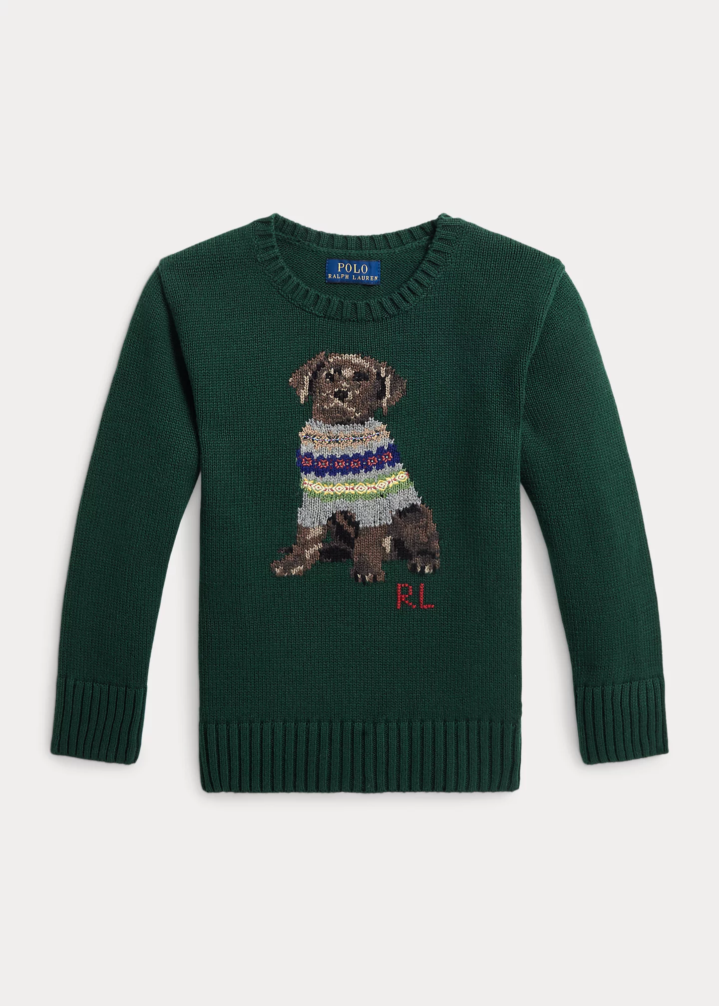 Dog-Intarsia Crewneck Sweater