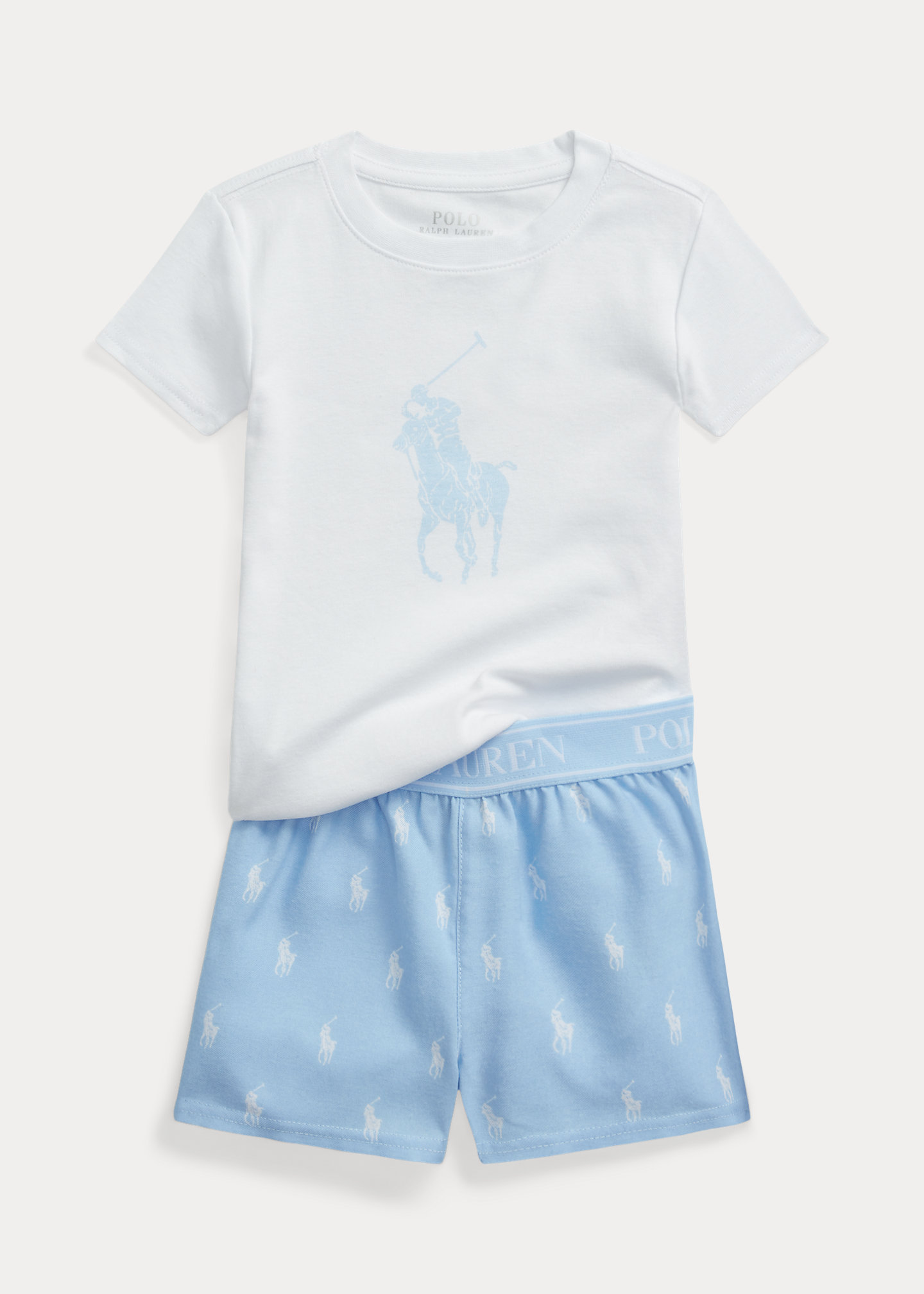 Cotton Tee & Flannel Short Sleep Set