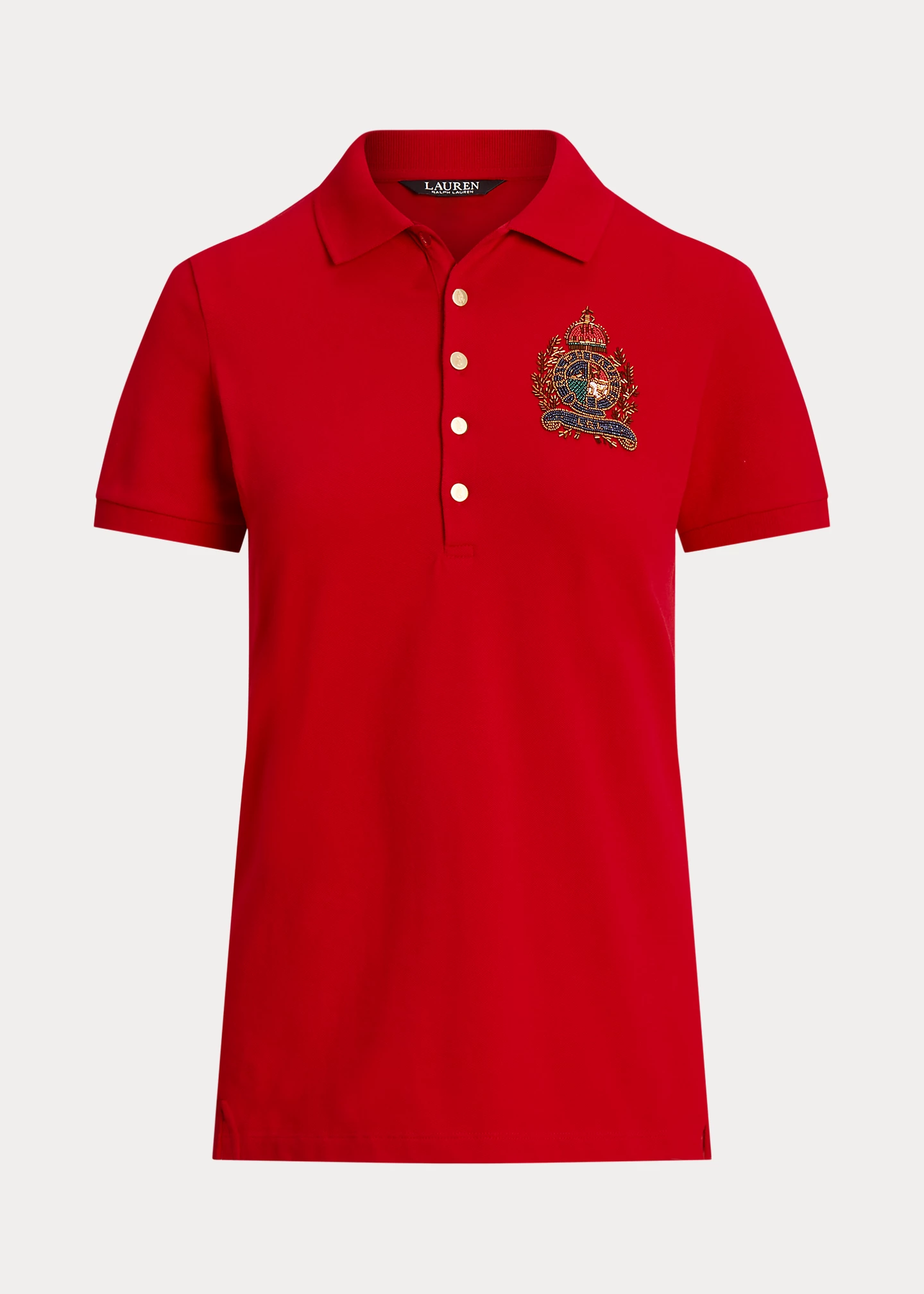 Beaded-Crest Piqué Polo Shirt