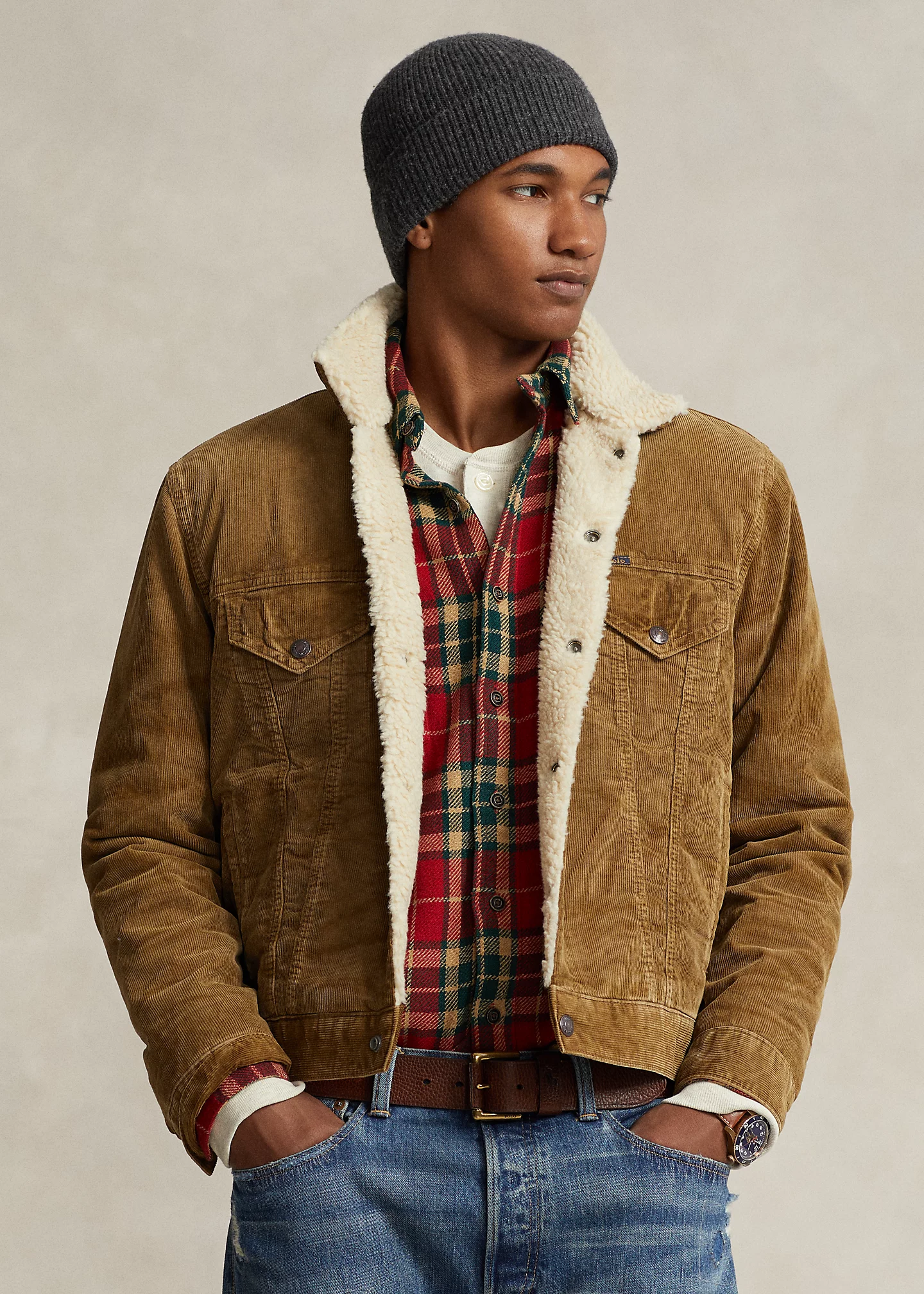 Fleece-Lined Corduroy Trucker Jacket
